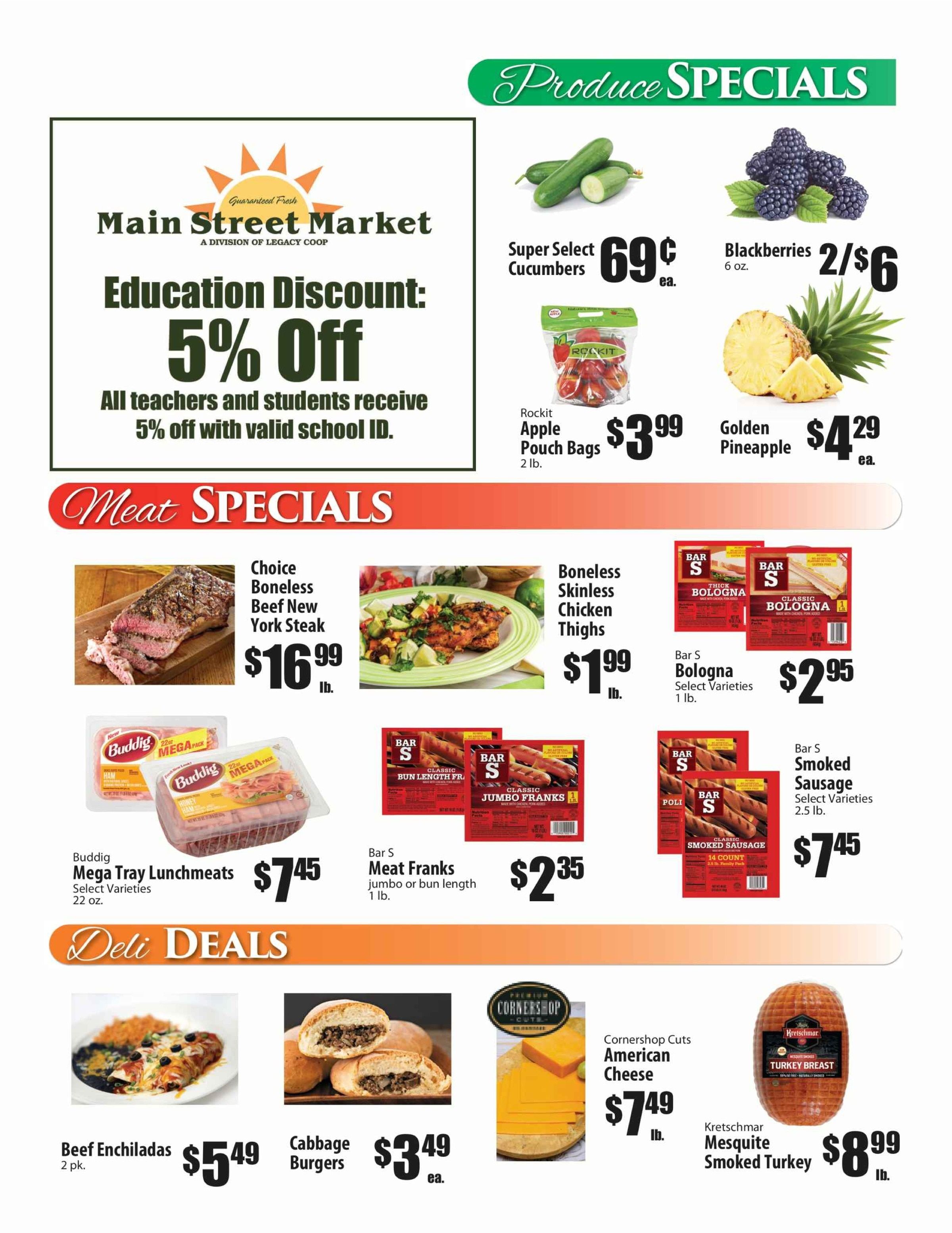 Scottsbluff Main Street Market Back to School Savings at Main Street Market! Weekly Ad August 5 - 11, 2026