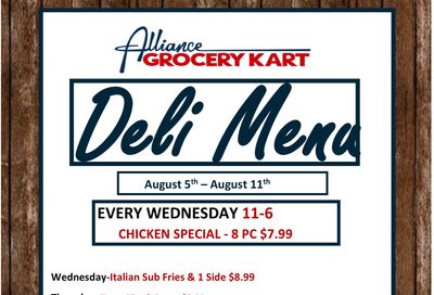 Alliance Grocery Kart Deli Menu Weekly Ad August 5 - 11, 2026