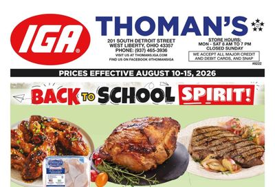 Thoman's IGA Weekly Ad August 10 - 15, 2026