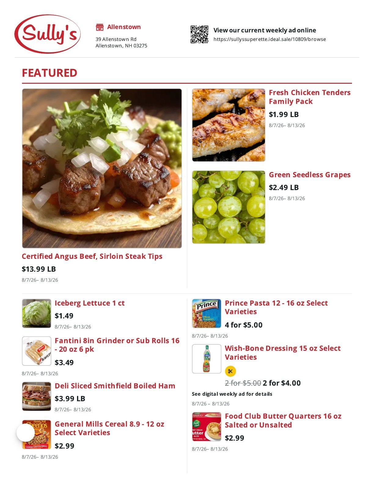 Sully's Superette (Allenstown, NH) Weekly Ad August 7 - 13, 2026