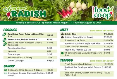 Littleton Food Co-op Weekly Radish Weekly Ad August 7 - 13, 2026
