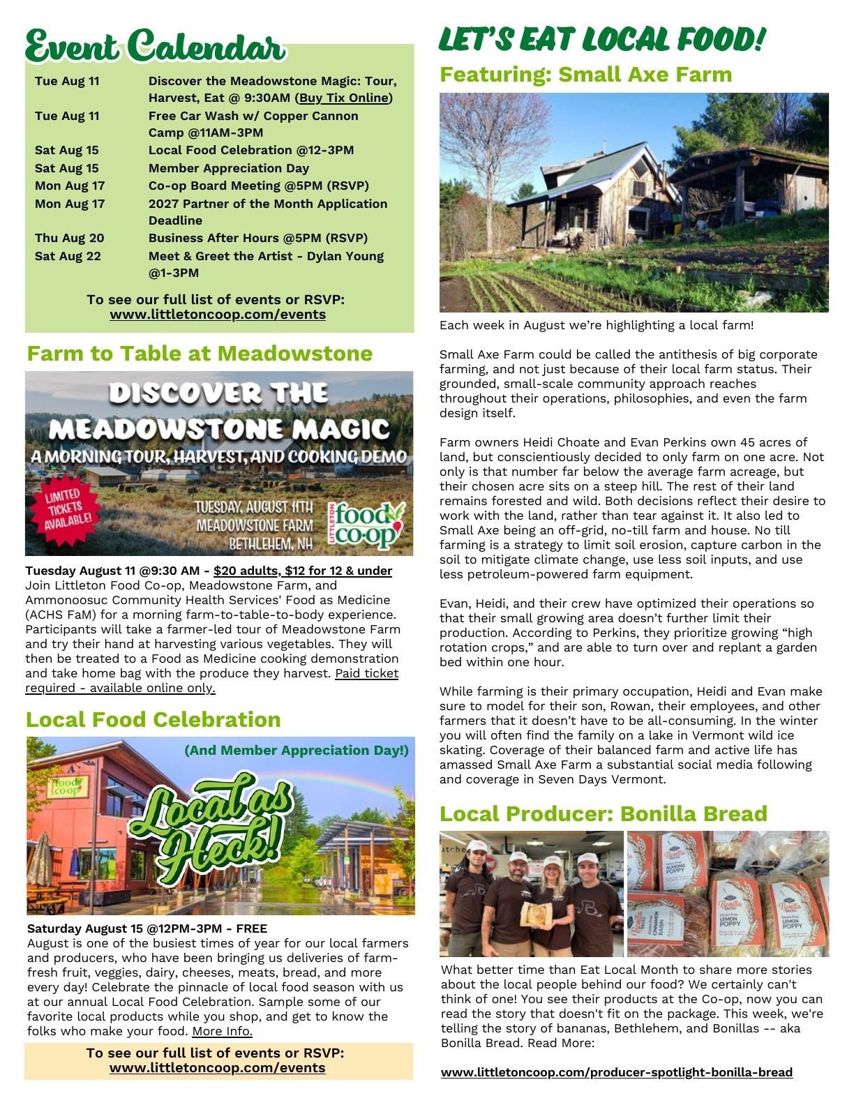 Littleton Food Co-op Weekly Radish Weekly Ad August 7 - 13, 2026
