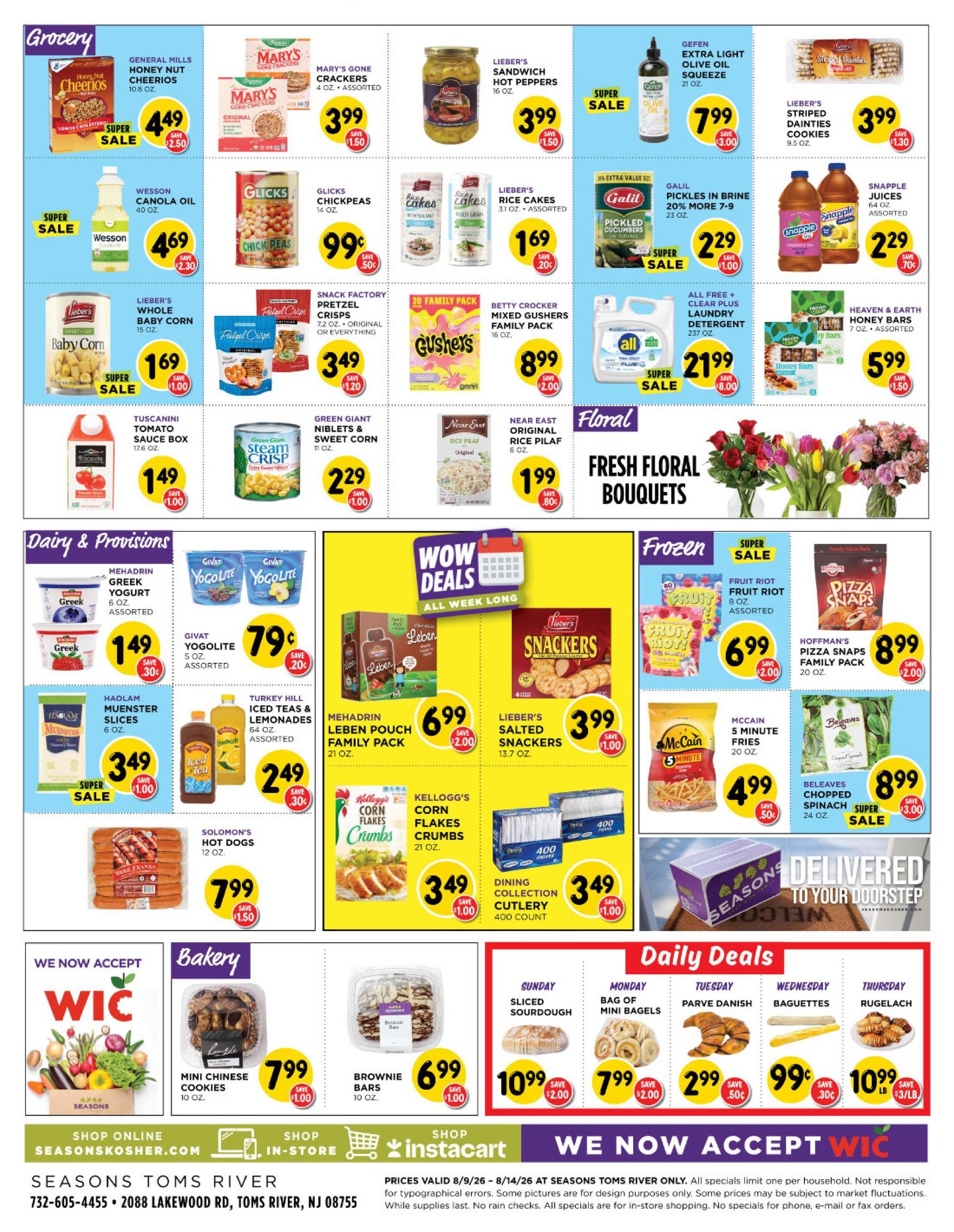 Seasons Kosher (Toms River Area, NJ) indexedweekly Weekly Ad August 9 - 14, 2026