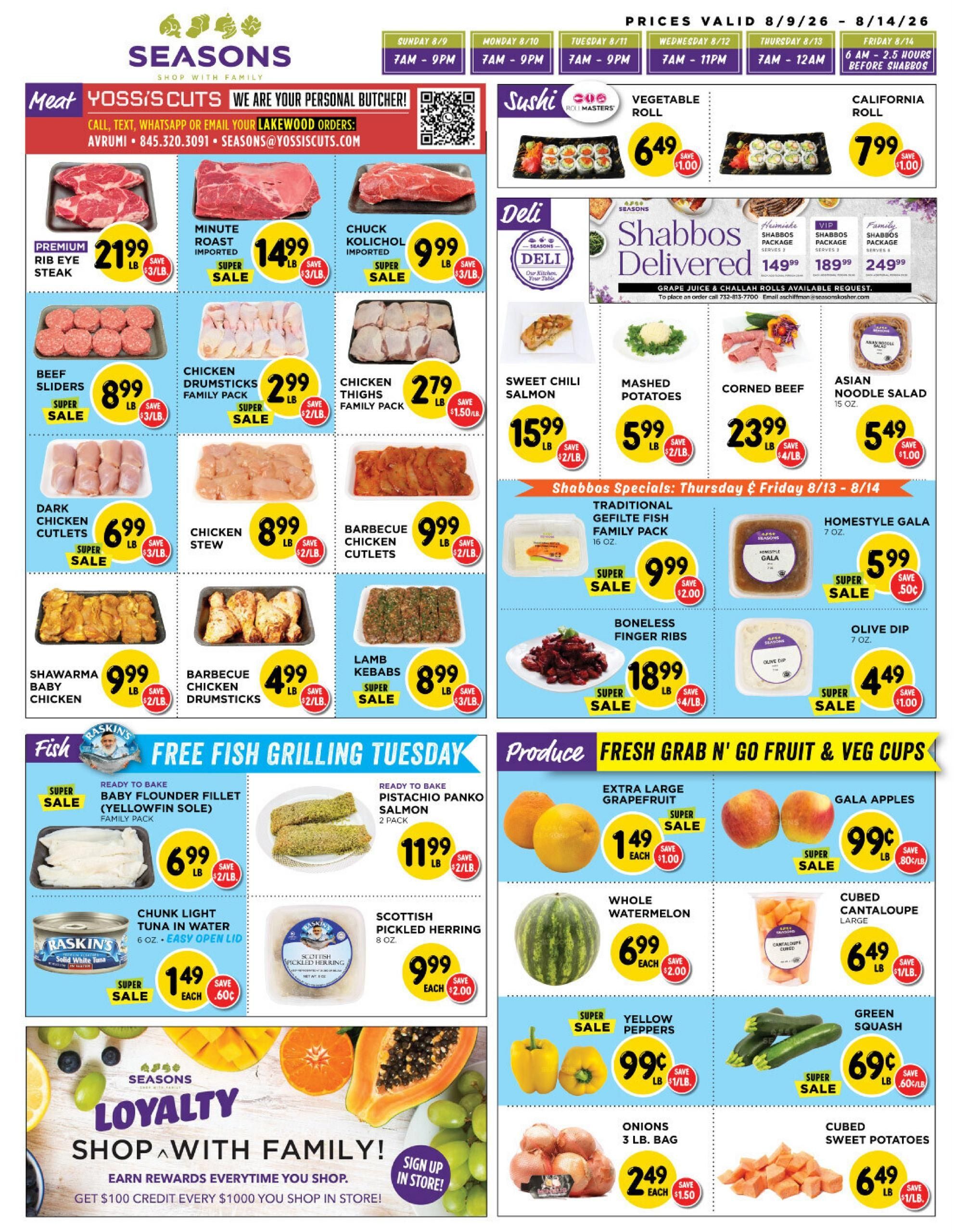 Seasons Kosher (Toms River Area, NJ) indexedweekly Weekly Ad August 9 - 14, 2026