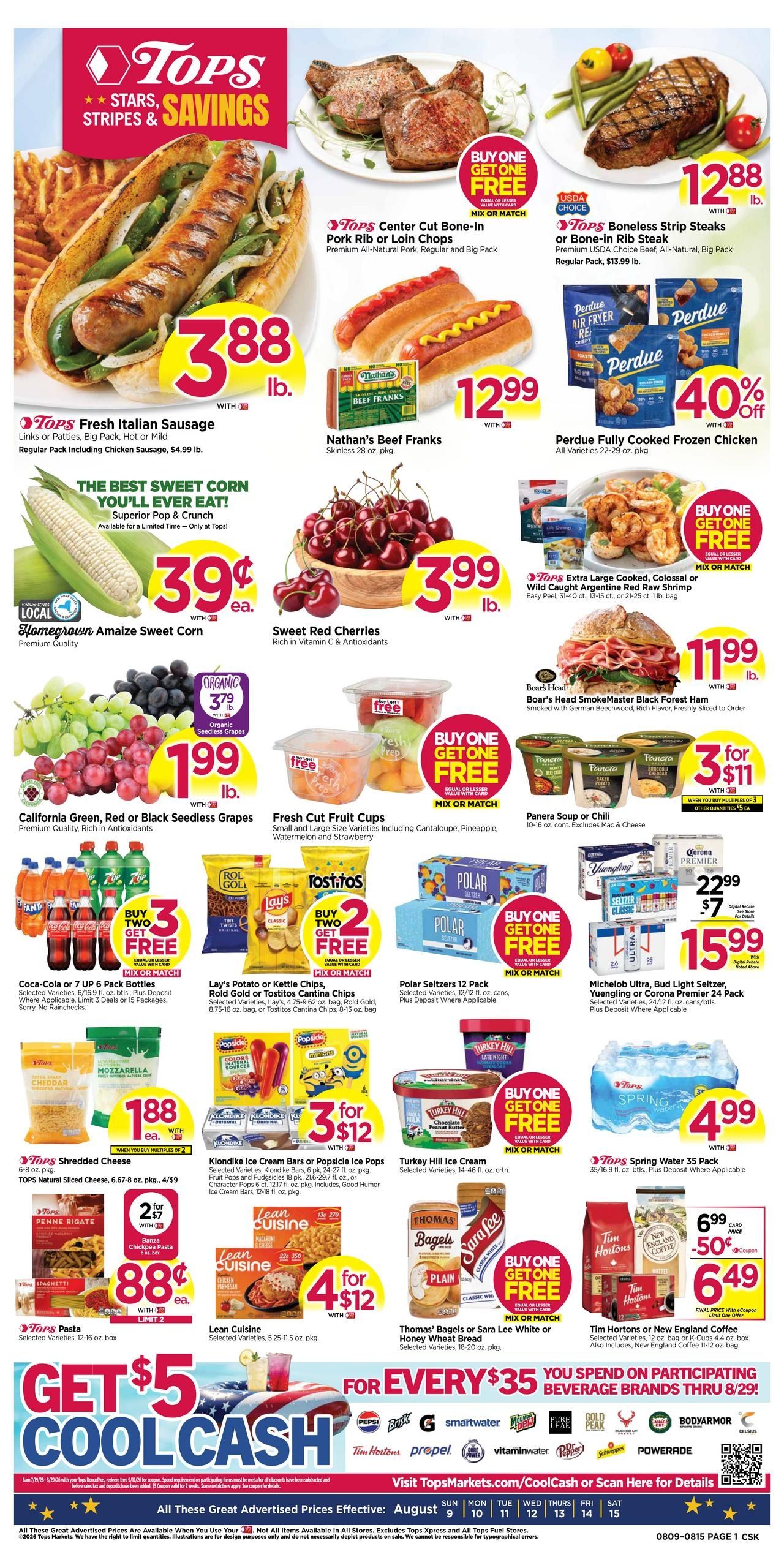 Tops Friendly Markets (NY, VT) Weekly Ad August 9 - 15, 2026