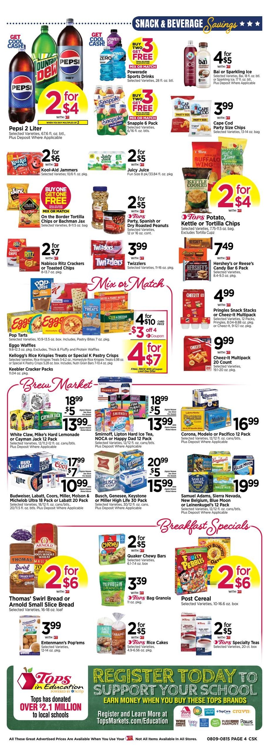 Tops Friendly Markets (NY, PA, VT) Weekly Ad August 9 - 15, 2026