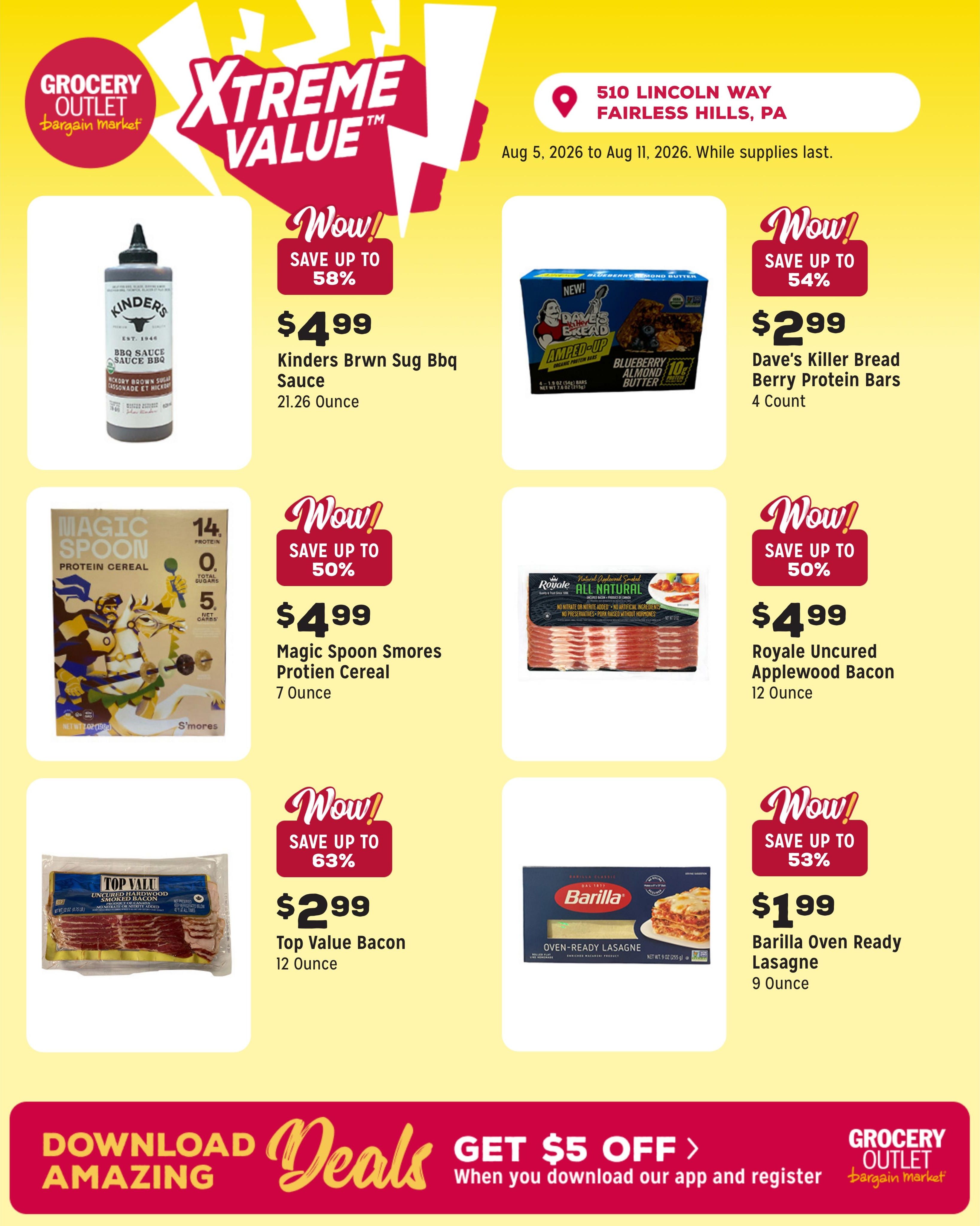 Grocery Outlet (Fairless Hills–Levittown Area, PA) Weekly Ad August 5 - 11, 2026
