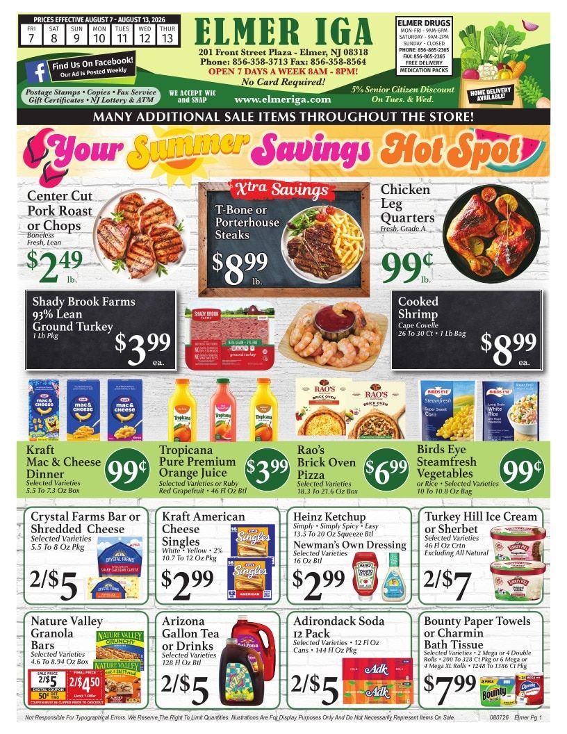 Elmer IGA Weekly Ad August 7 - 13, 2026