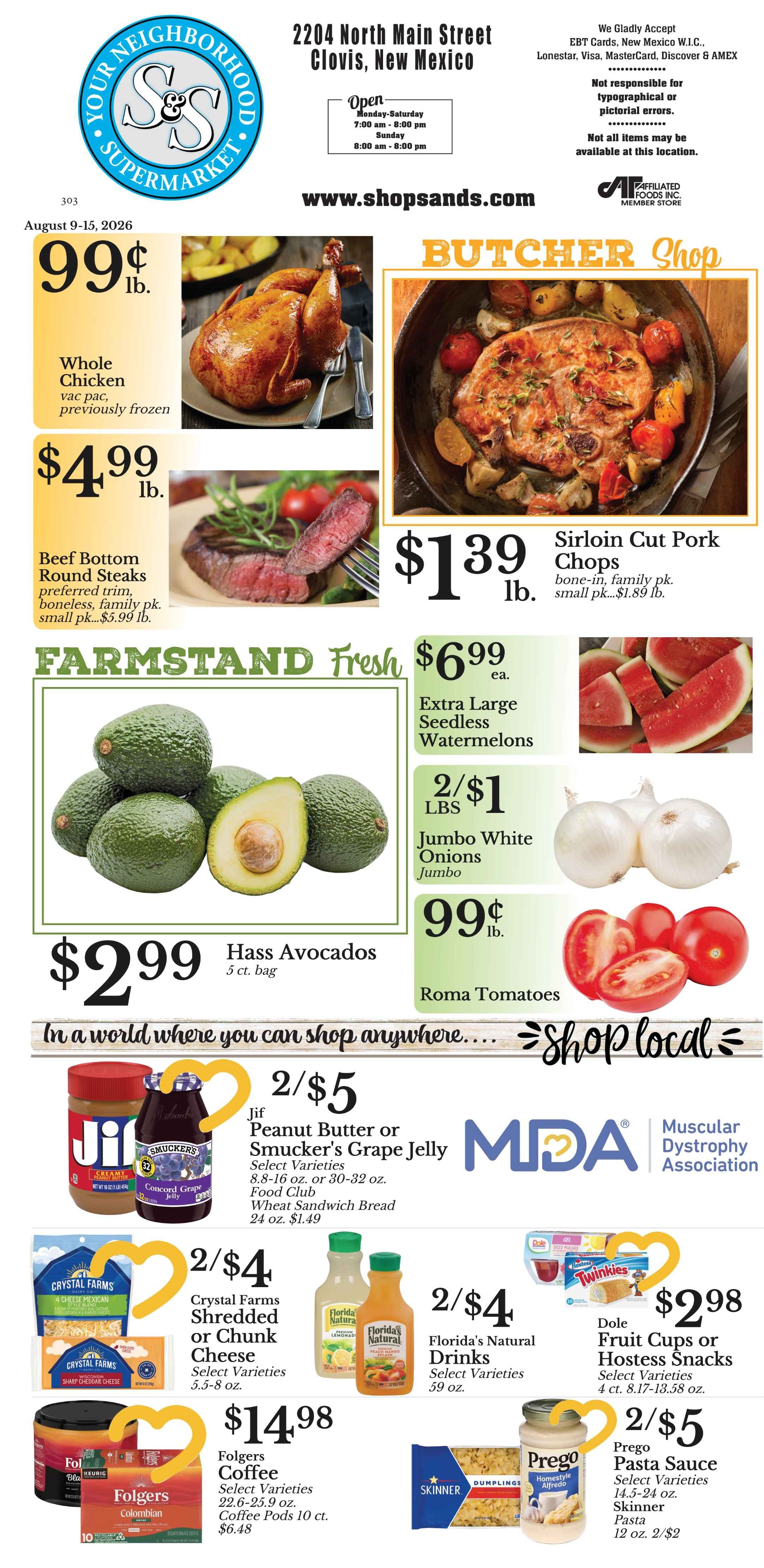 S&S Supermarket Weekly Ad August 9 - 15, 2026