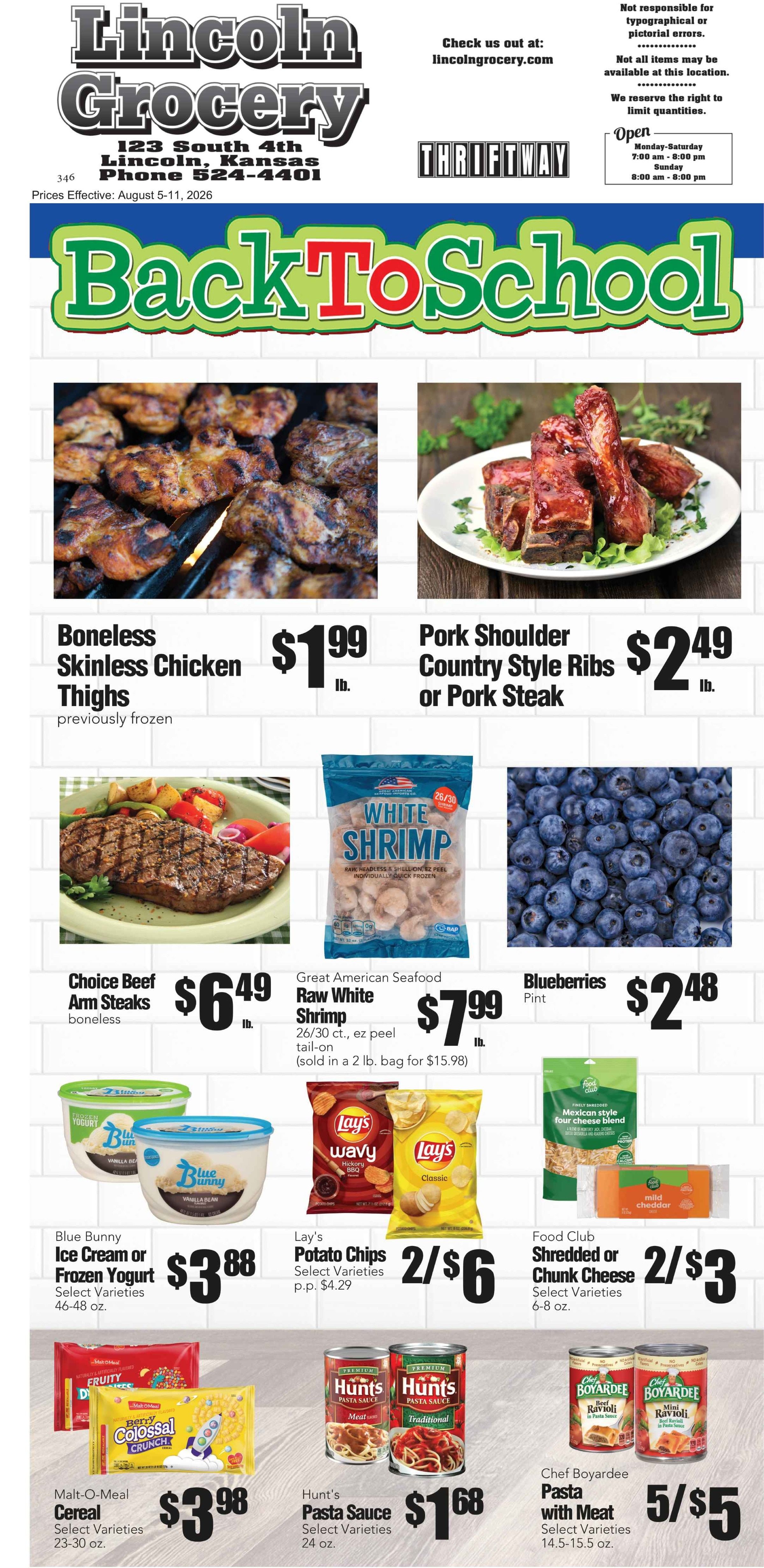 Lincoln Grocery Aug 5-11 Weekly Ad August 5 - 11, 2026