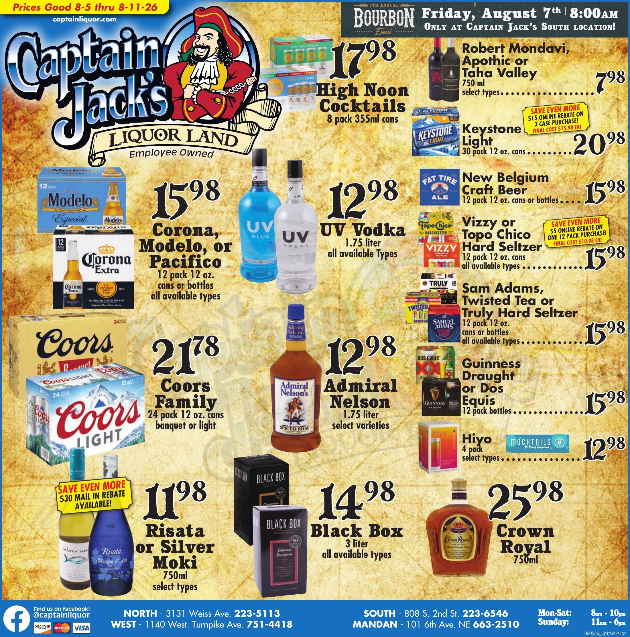 Captain Jack's Liquor Land Weekly Ad August 5 - 11, 2026