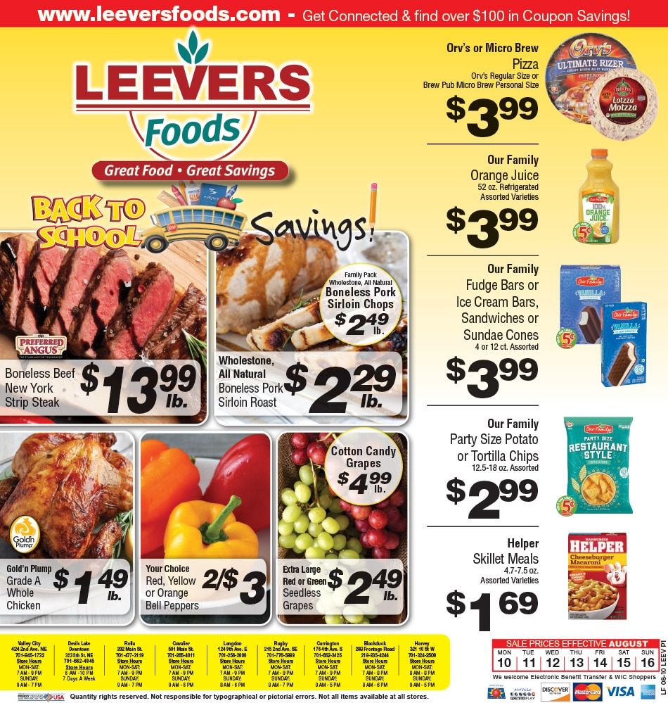 Leevers Foods (North Dakota) Weekly Ad August 10 - 16, 2026