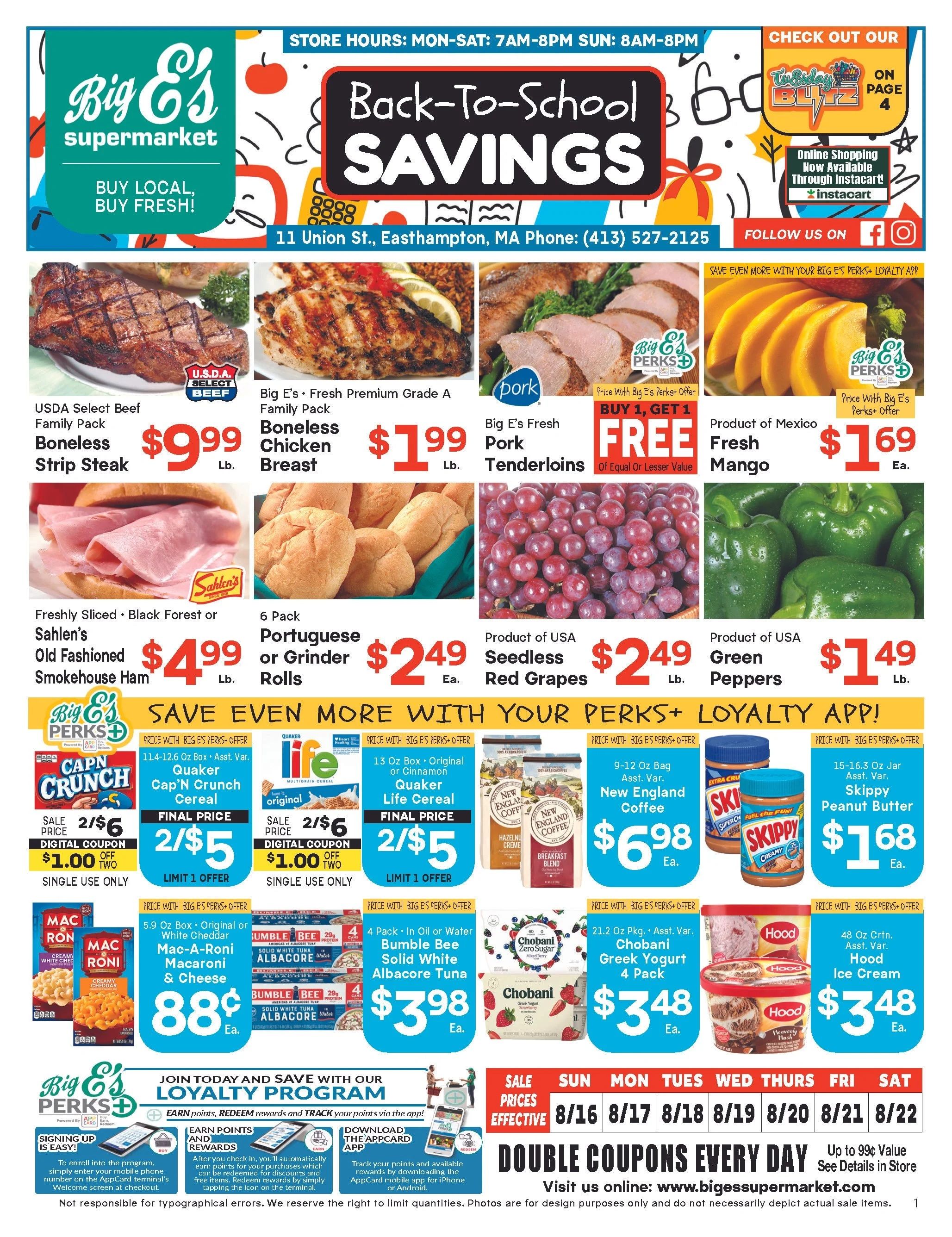 Big E's Supermarket Weekly Ad August 16 - 22, 2026