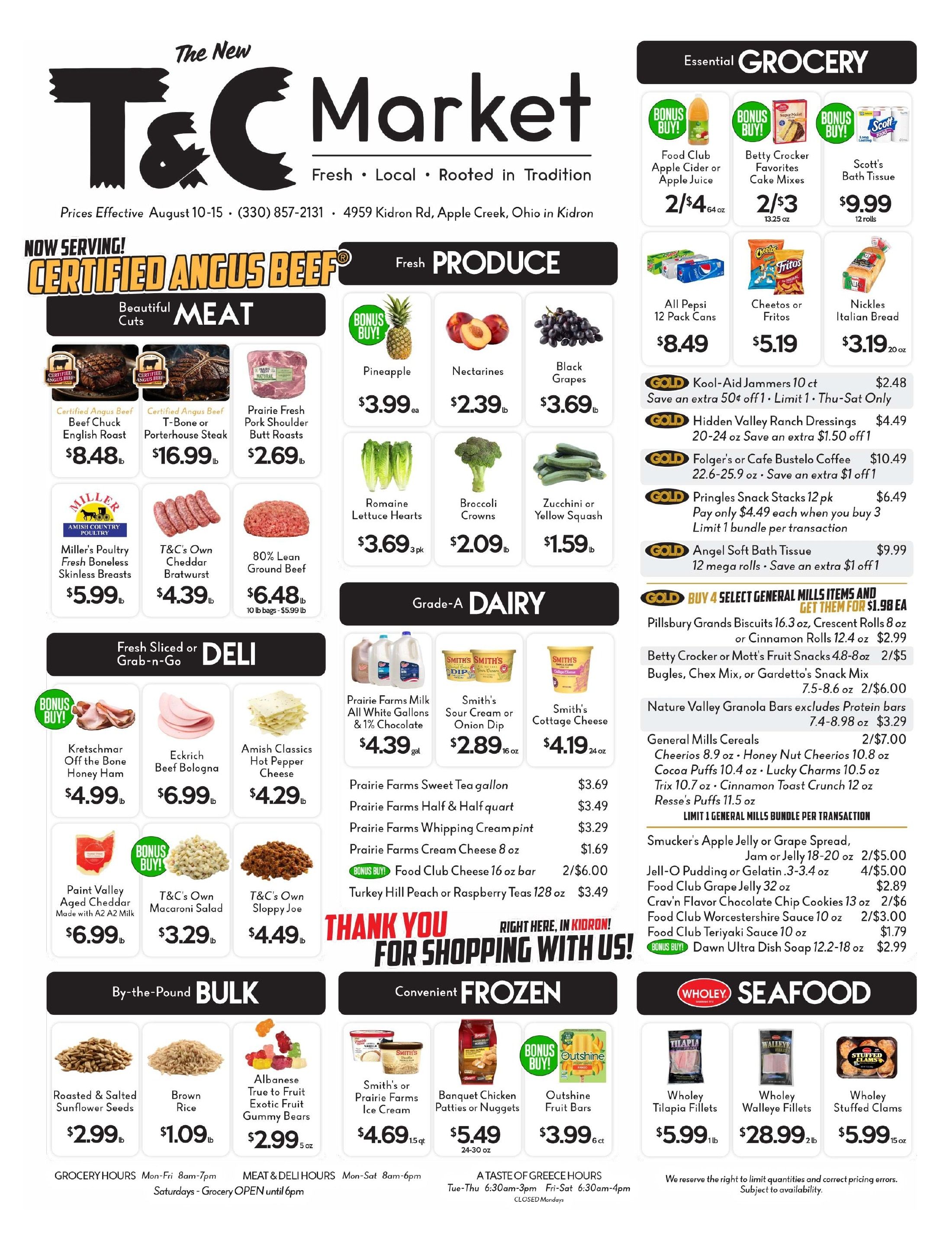Kidron Town & Country Weekly Ad August 10 - 15, 2026