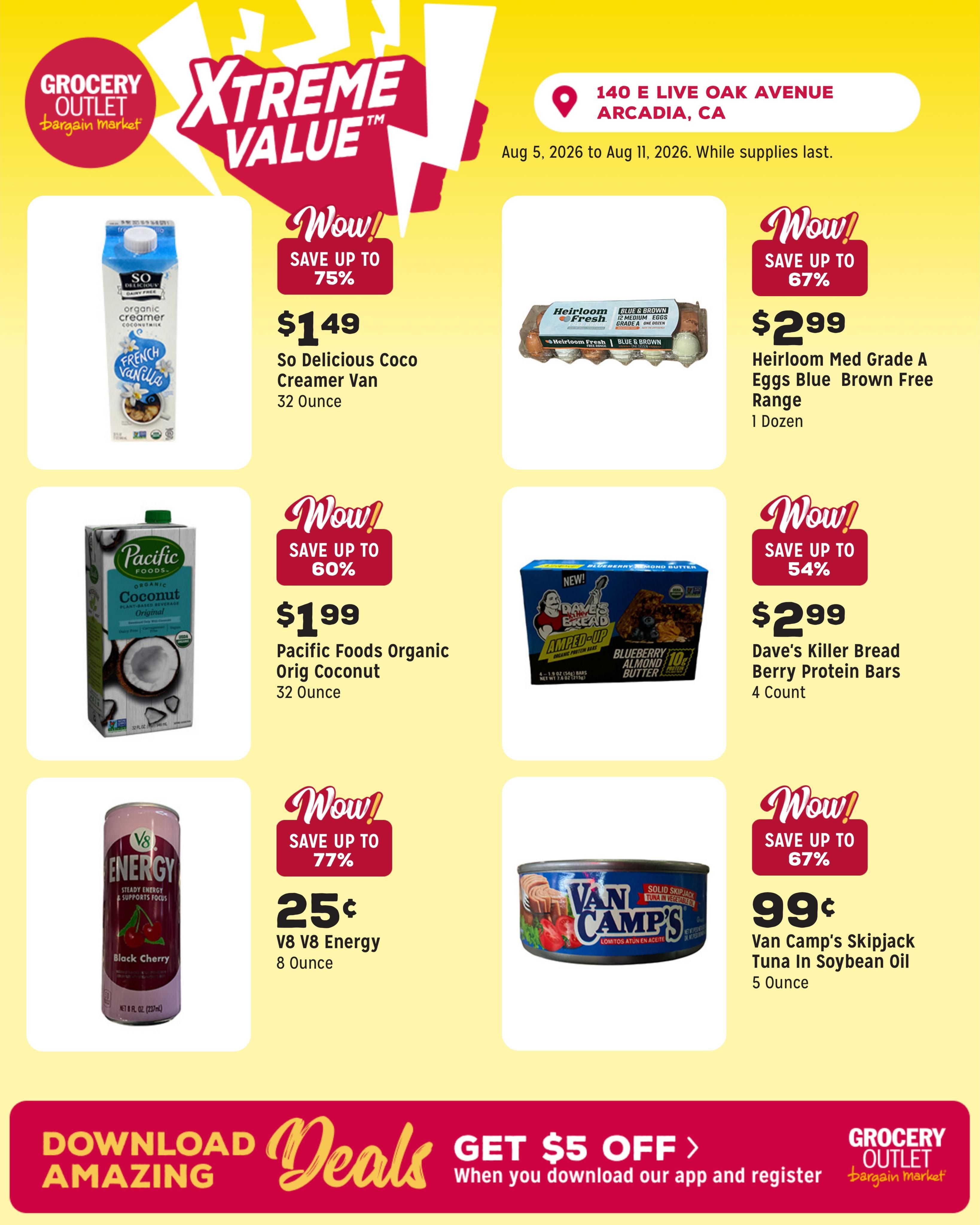 Grocery Outlet (Monrovia Area, CA) Weekly Ad August 5 - 11, 2026