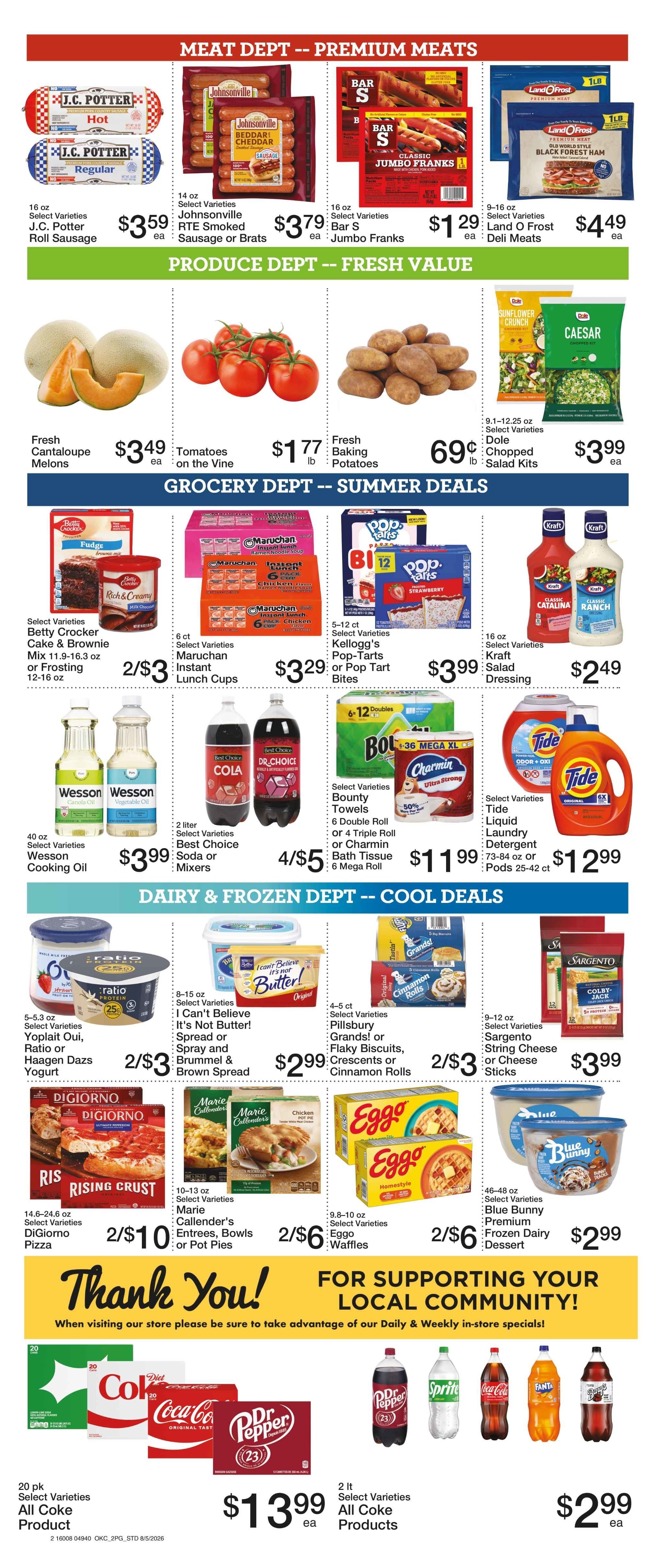 Hometown Foods Crescent Back to school Savings! Weekly Ad August 5 - 11, 2026