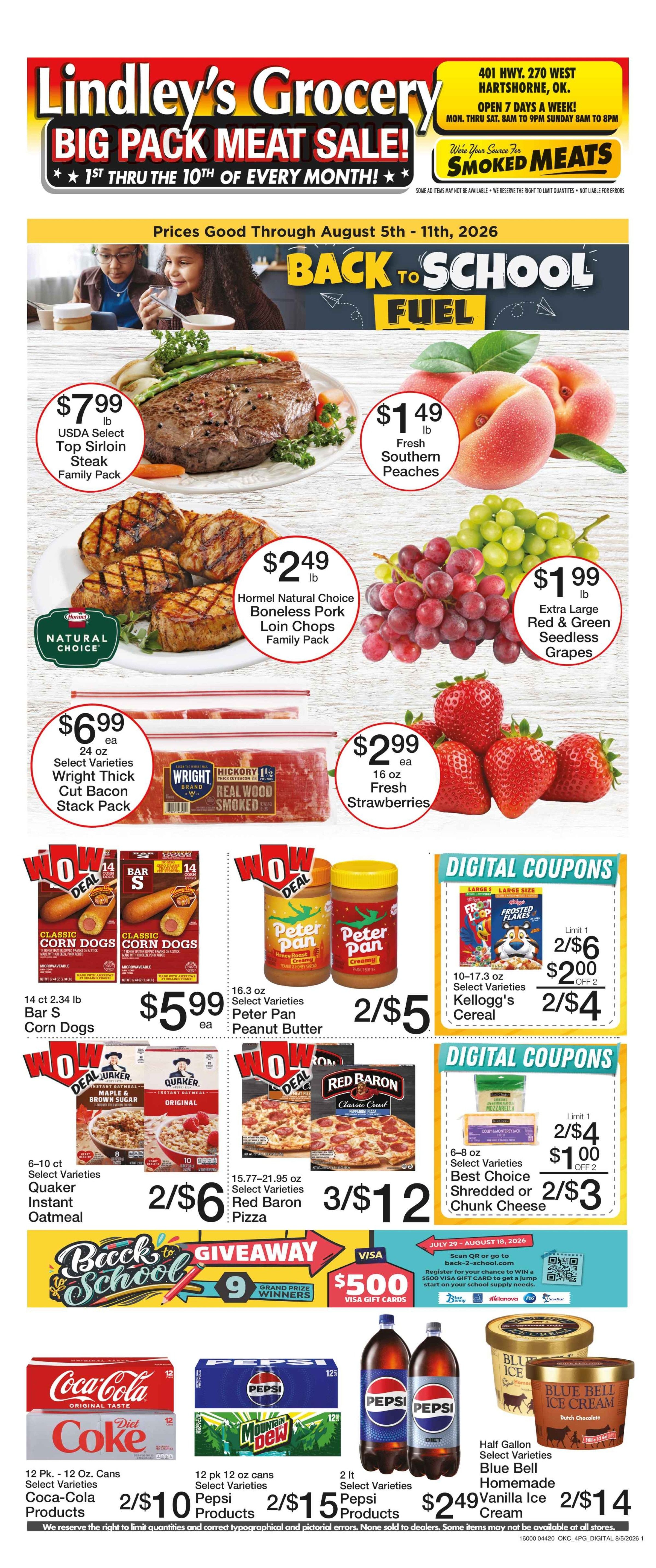 Lindley's Grocery Great Deals This Week! Weekly Ad August 5 - 11, 2026