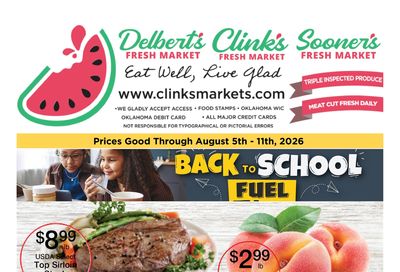 Delbert's Supermarket BACK TO SCHOOL FUEL Weekly Ad August 5 - 11, 2026
