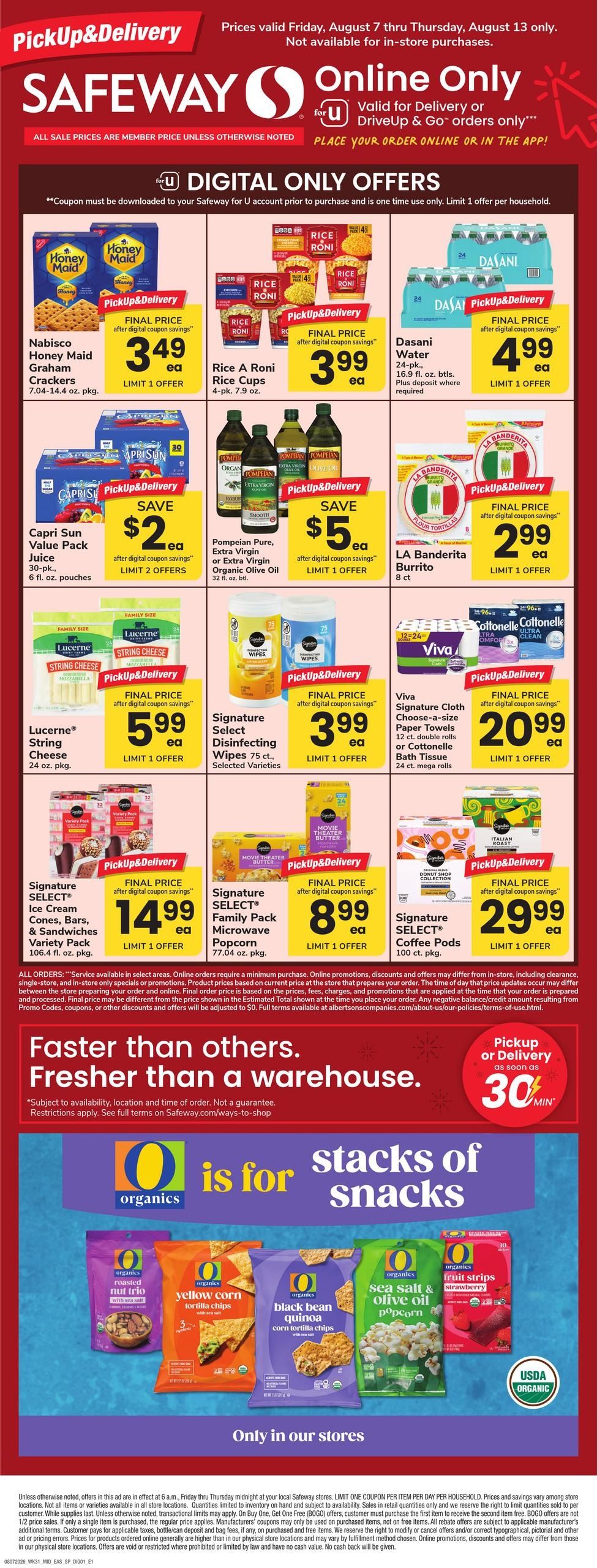Safeway (Washington–Oxon Hill Area, DC–MD) Bonus Online Savings Weekly Ad August 7 - 13, 2026