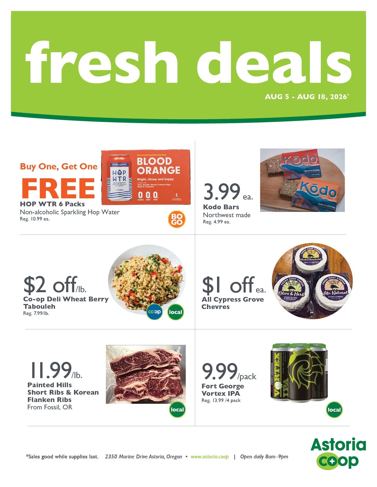 Astoria Co-op Fresh Deals Weekly Ad August 5 - 18, 2026