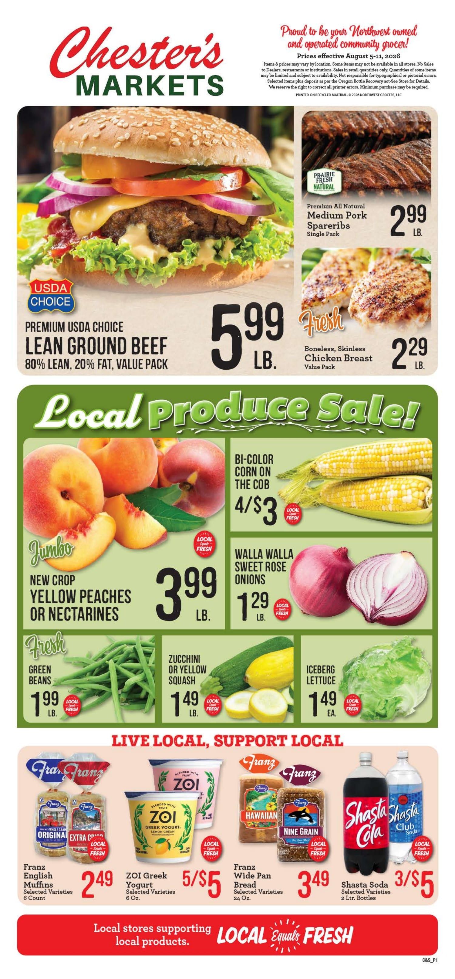 Chester's Market Weekly Ad August 5 - 11, 2026