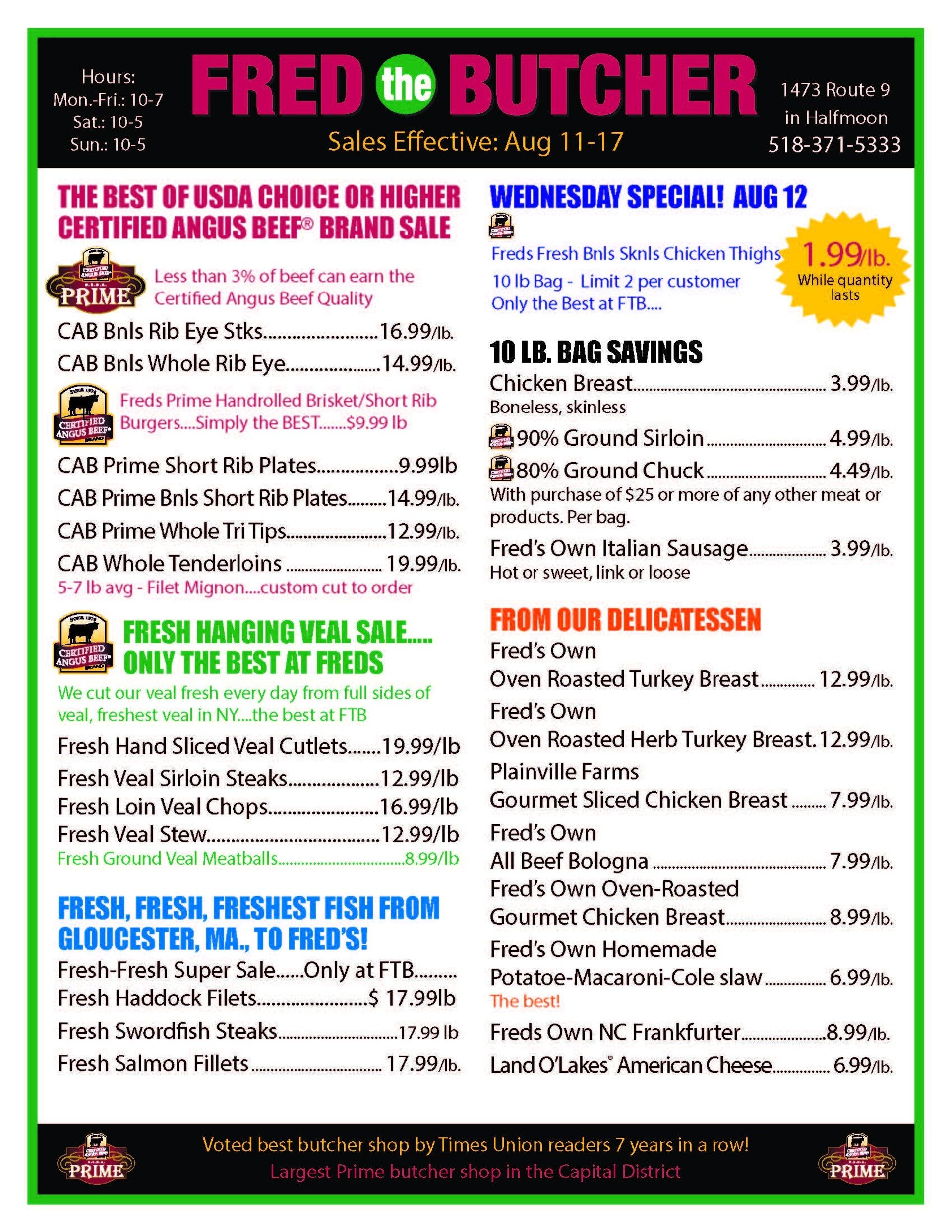 Fred the Butcher Weekly Ad August 11 - 17, 2026