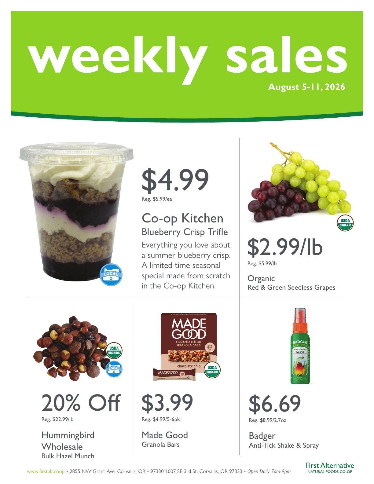 First Alternative Co-op Weekly Ad August 5 - 11, 2026