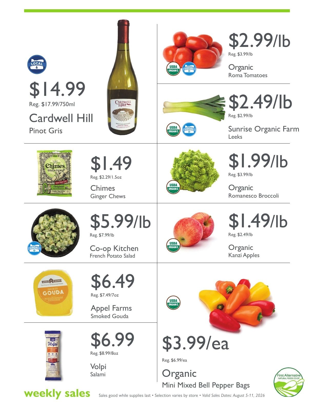 First Alternative Co-op Weekly Ad August 5 - 11, 2026