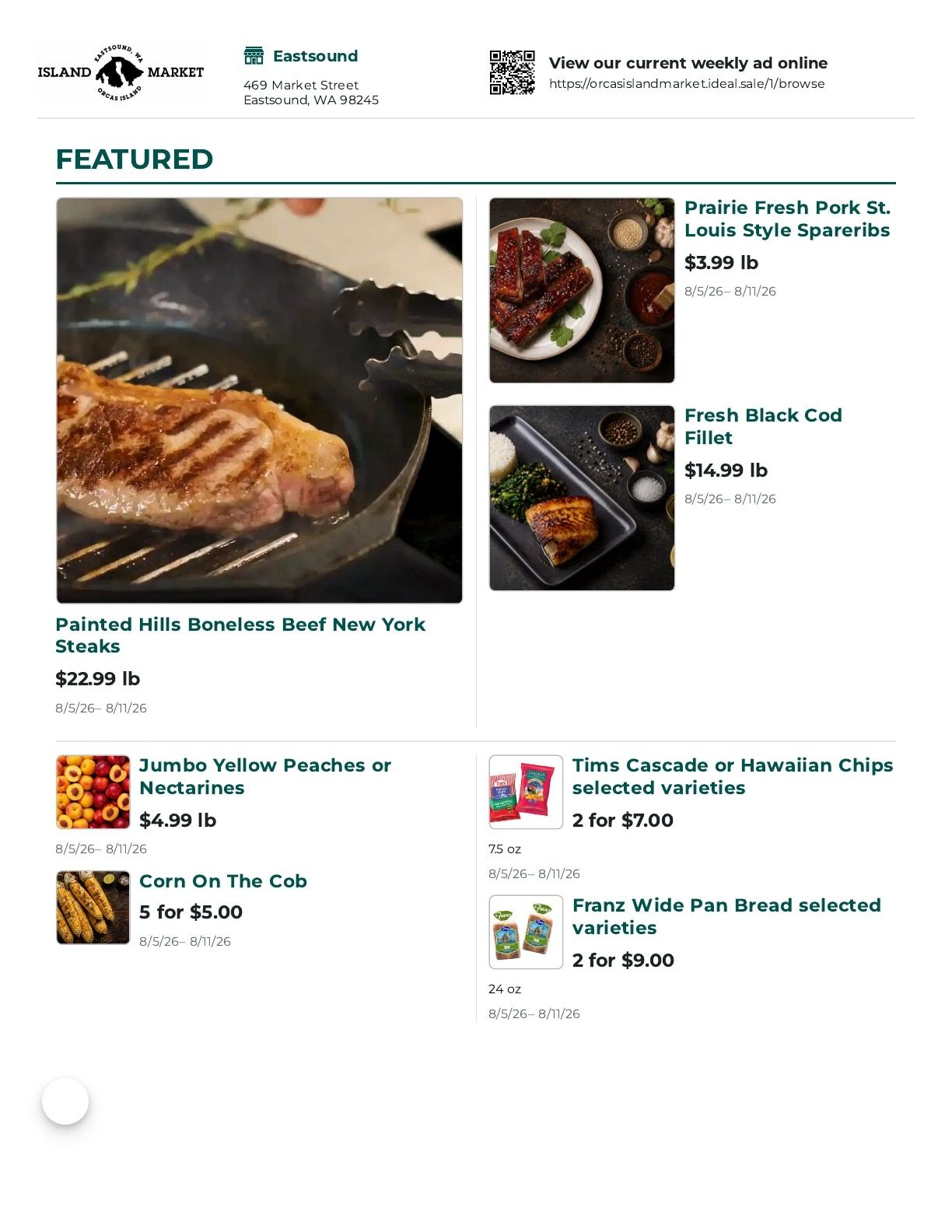 Orcas Island Market Weekly Ad August 5 - 11, 2026