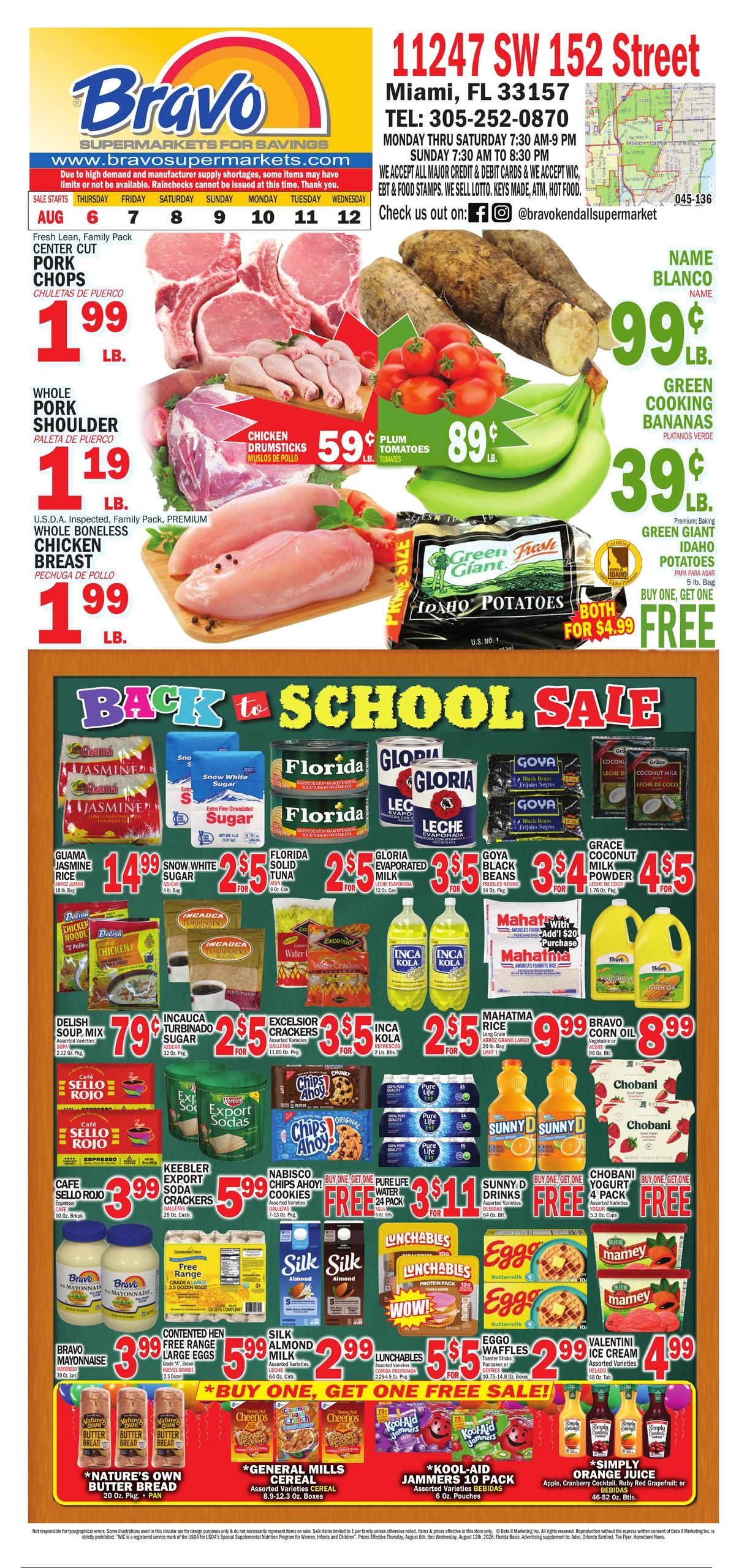 Bravo Supermarket (Homestead Area, FL) Bravo Florida Weekly Weekly Ad August 6 - 12, 2026