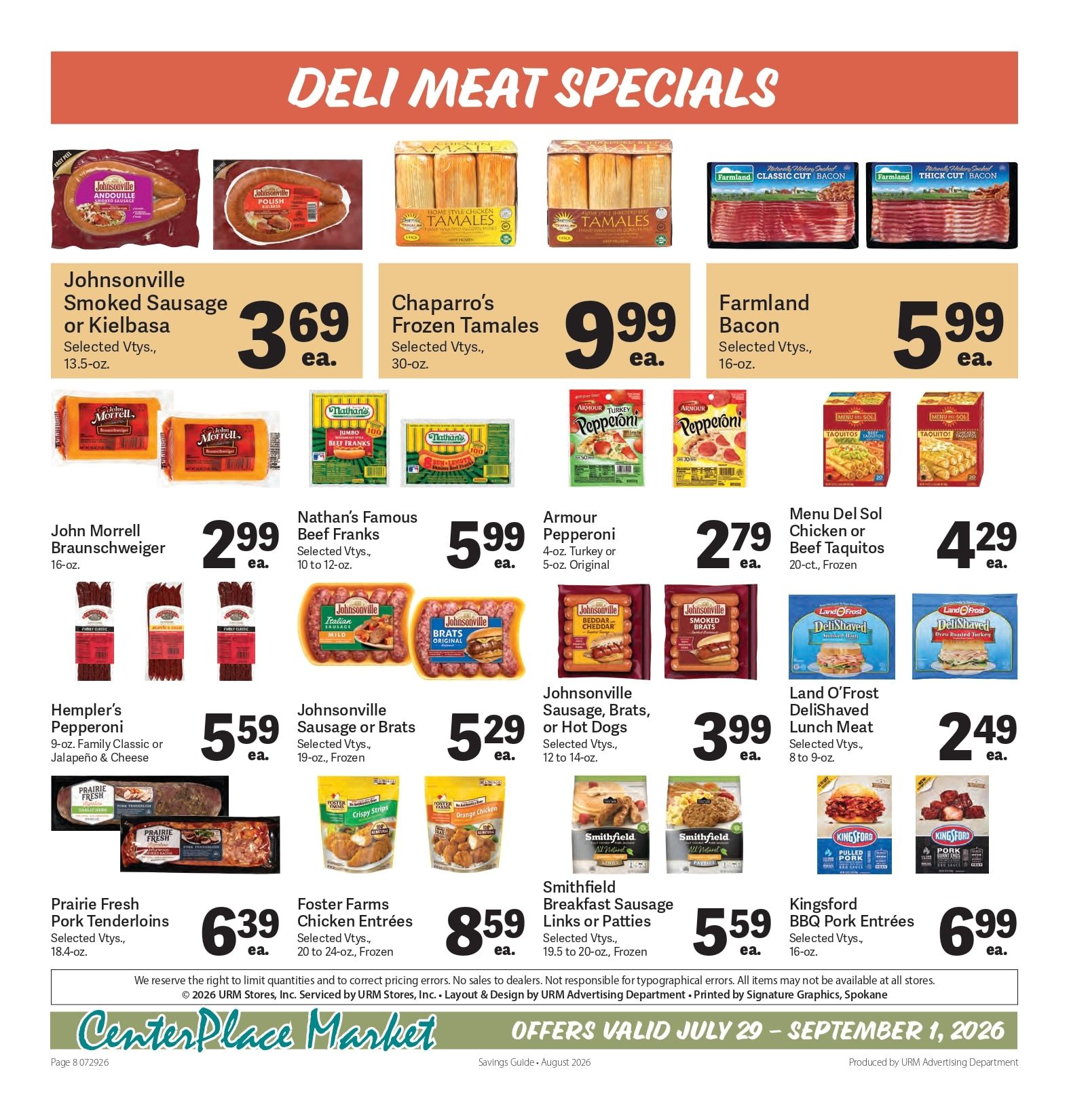 CenterPlace Market Monthly Savings Guide Weekly Ad July 29 - September 1, 2026