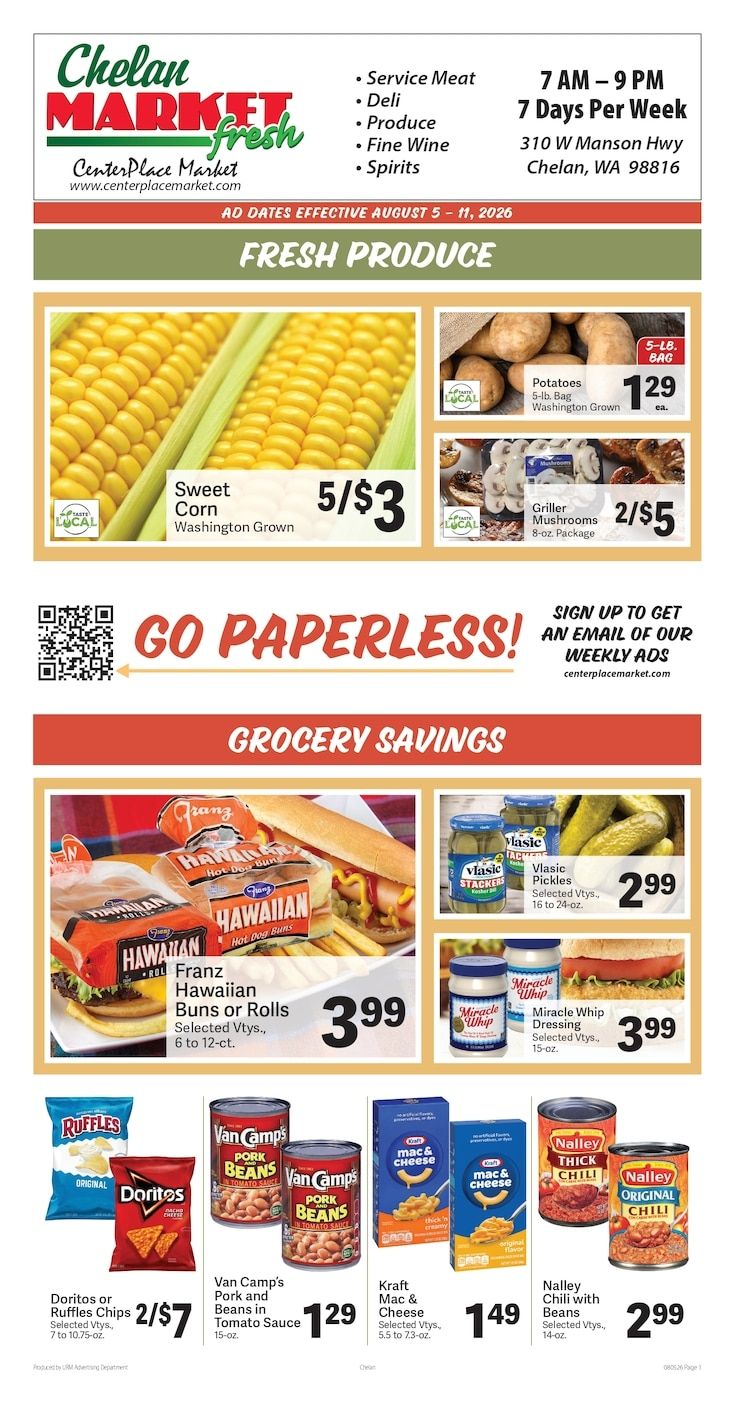 Chelan Market Fresh Weekly Ad August 5 - 11, 2026