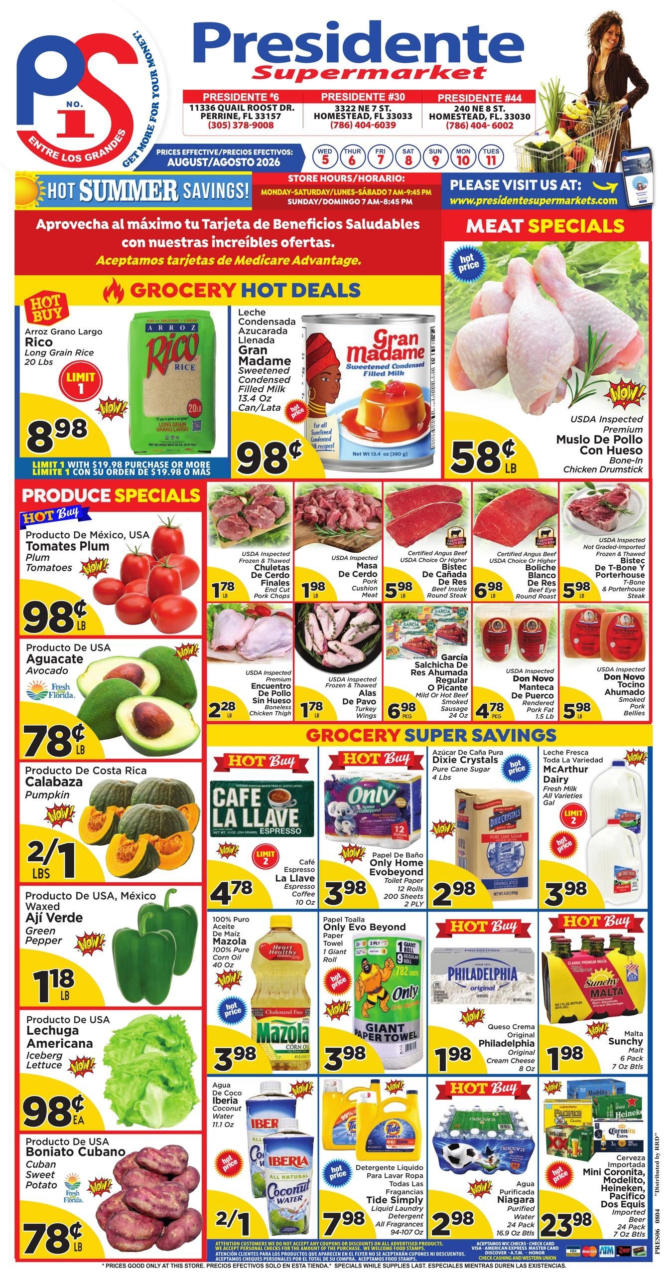 Presidente Supermarkets (Homestead Area, FL) Weekly Ad August 5 - 11, 2026