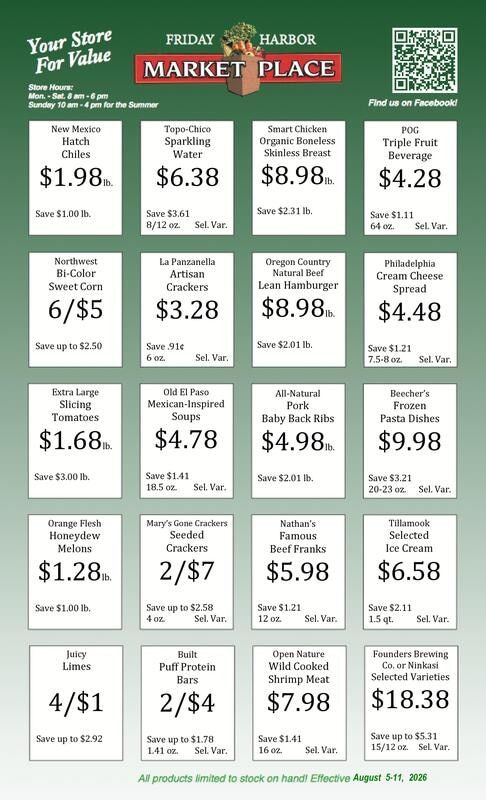 Friday Harbor Marketplace Weekly Ad August 5 - 11, 2026