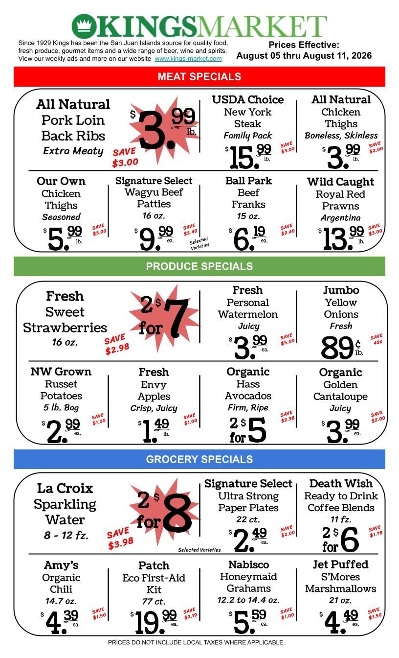 Kings Market Friday Harbor Weekly Ad August 5 - 11, 2026