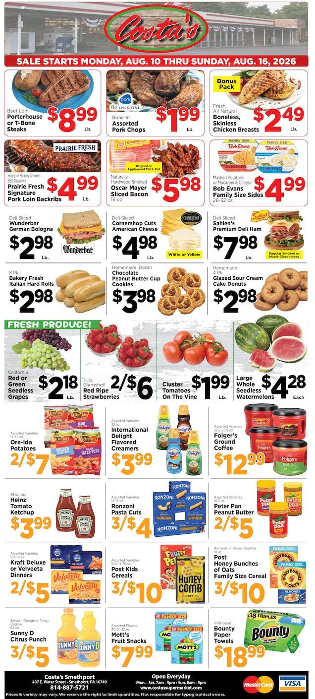 Costa's Supermarket Weekly Ad August 10 - 16, 2026