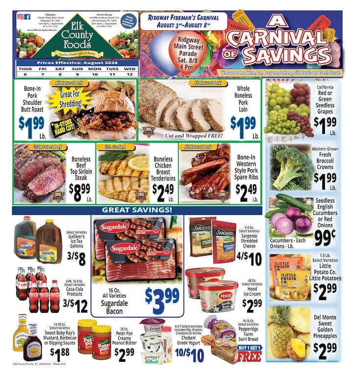 Elk County Foods Weekly Ad August 6 - 12, 2026