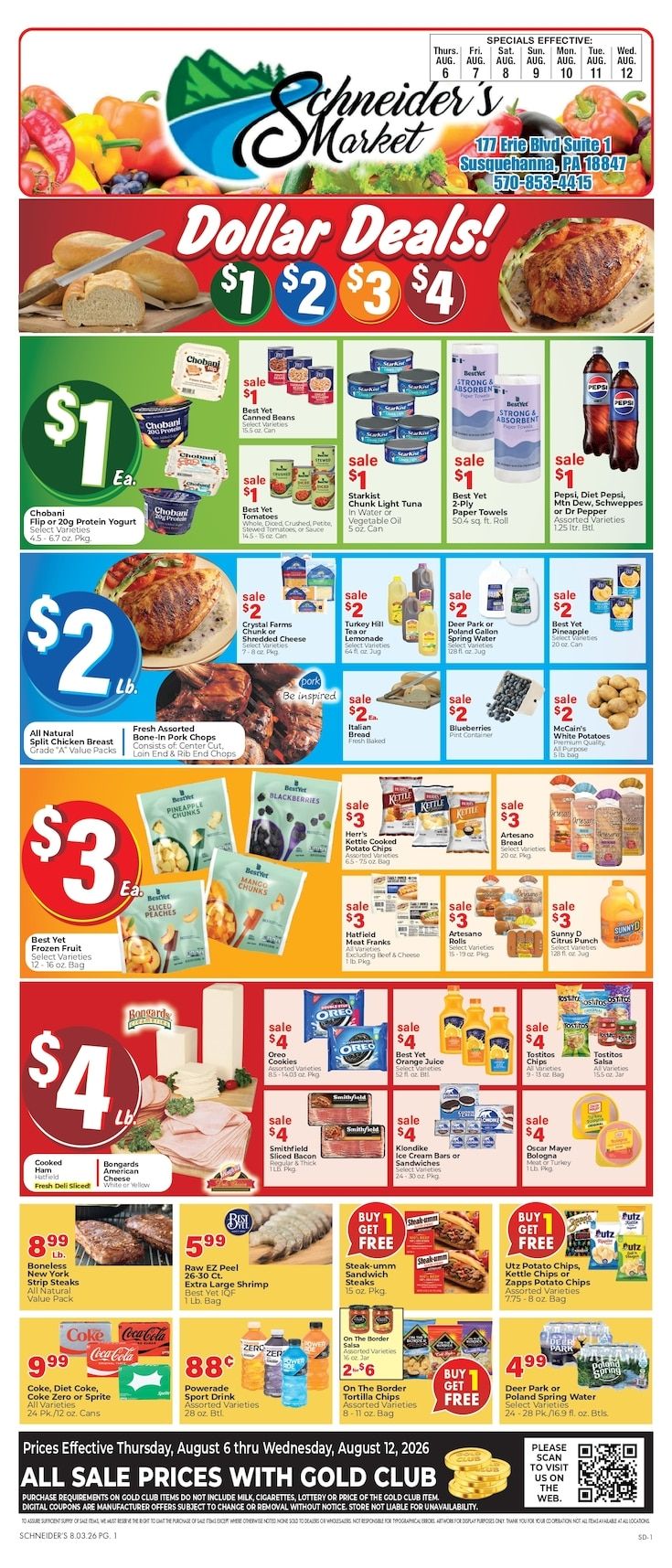 Schneider's Market of Susquehanna Weekly Ad August 6 - 12, 2026