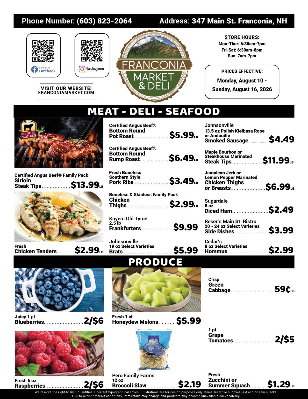 Franconia Market Weekly Ad August 10 - 16, 2026