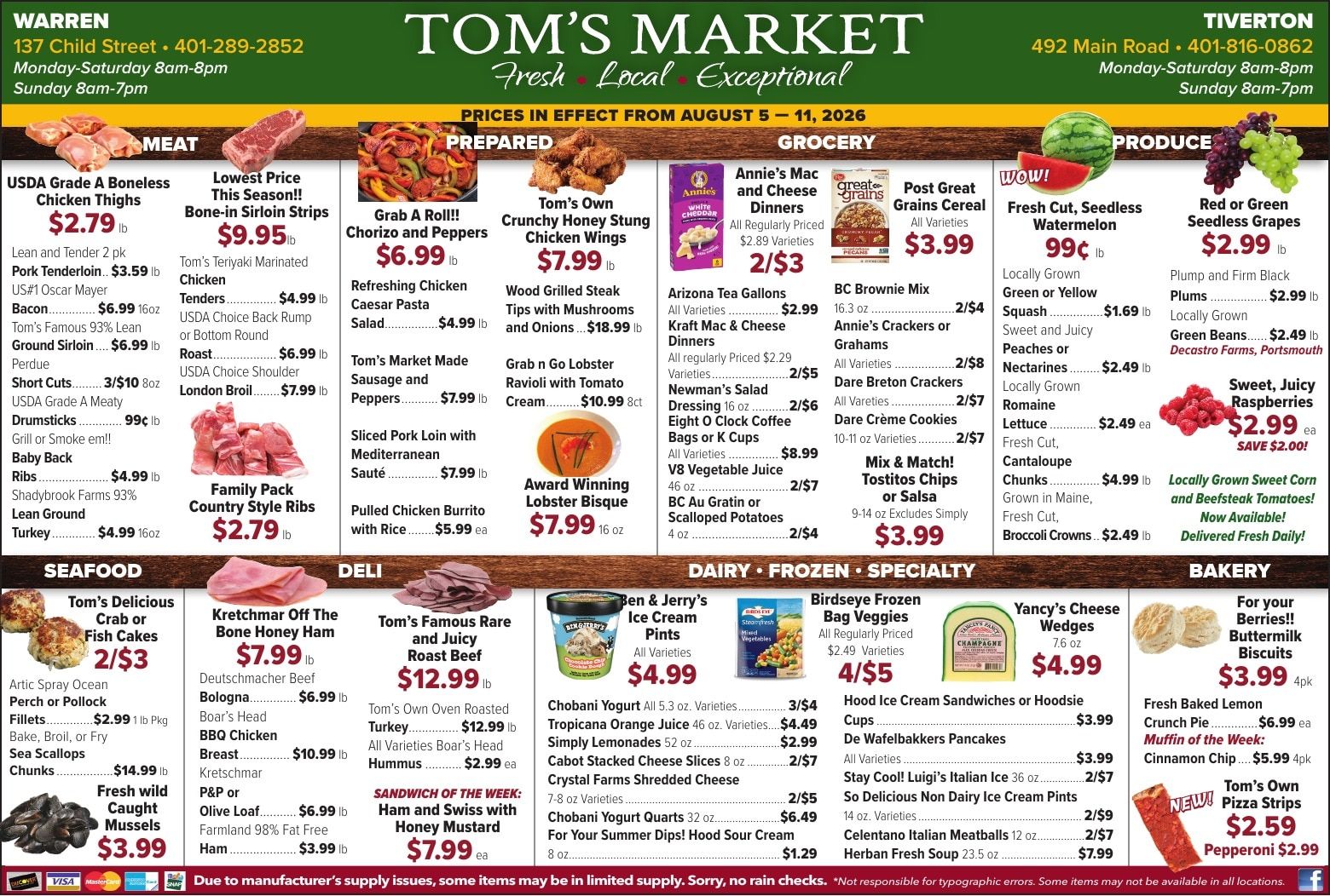 Tom's Market Weekly Ad August 5 - 11, 2026