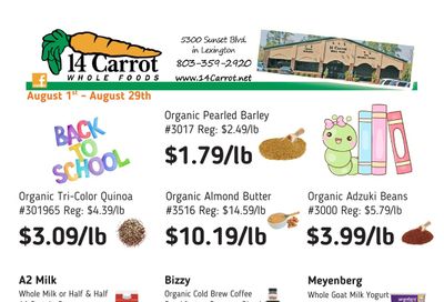 14 Carrot Whole Foods Monthly Sales Weekly Ad August 1 - 29, 2026