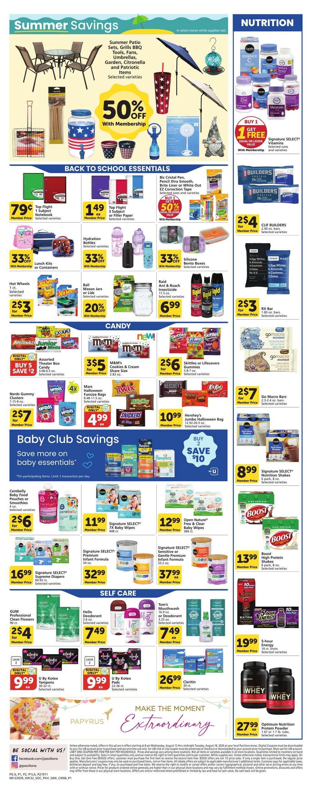 Pavilions (Los Angeles–Alhambra Area, CA) Weekly Ad August 12 - 18, 2026