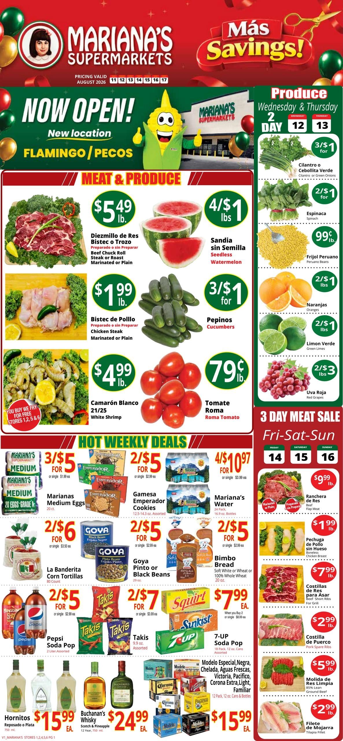 Mariana's Supermarkets (Las Vegas–North Las Vegas Area, NV) Weekly Ad August 11 - 17, 2026
