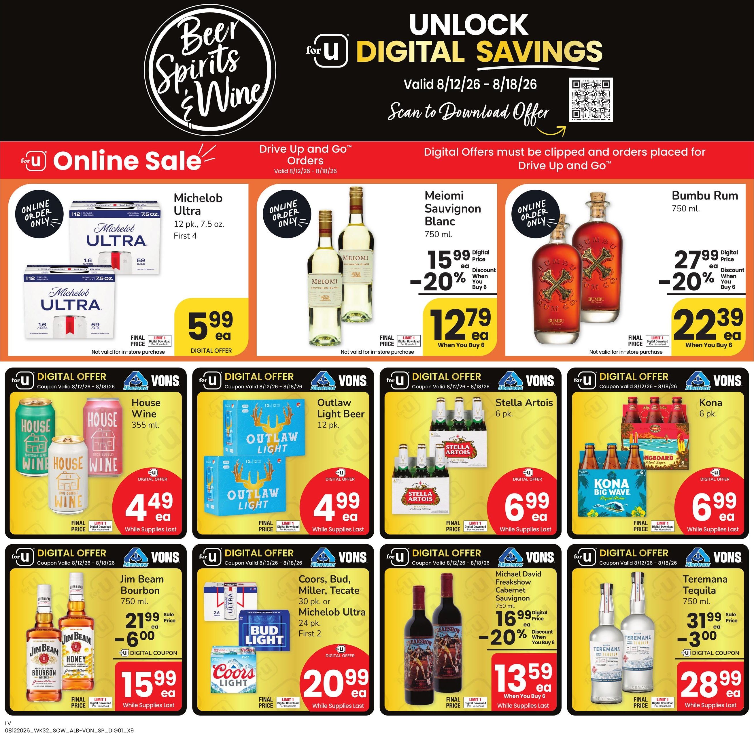 Vons (Las Vegas–Henderson Area, NV) Weekly Ad August 12 - 18, 2026