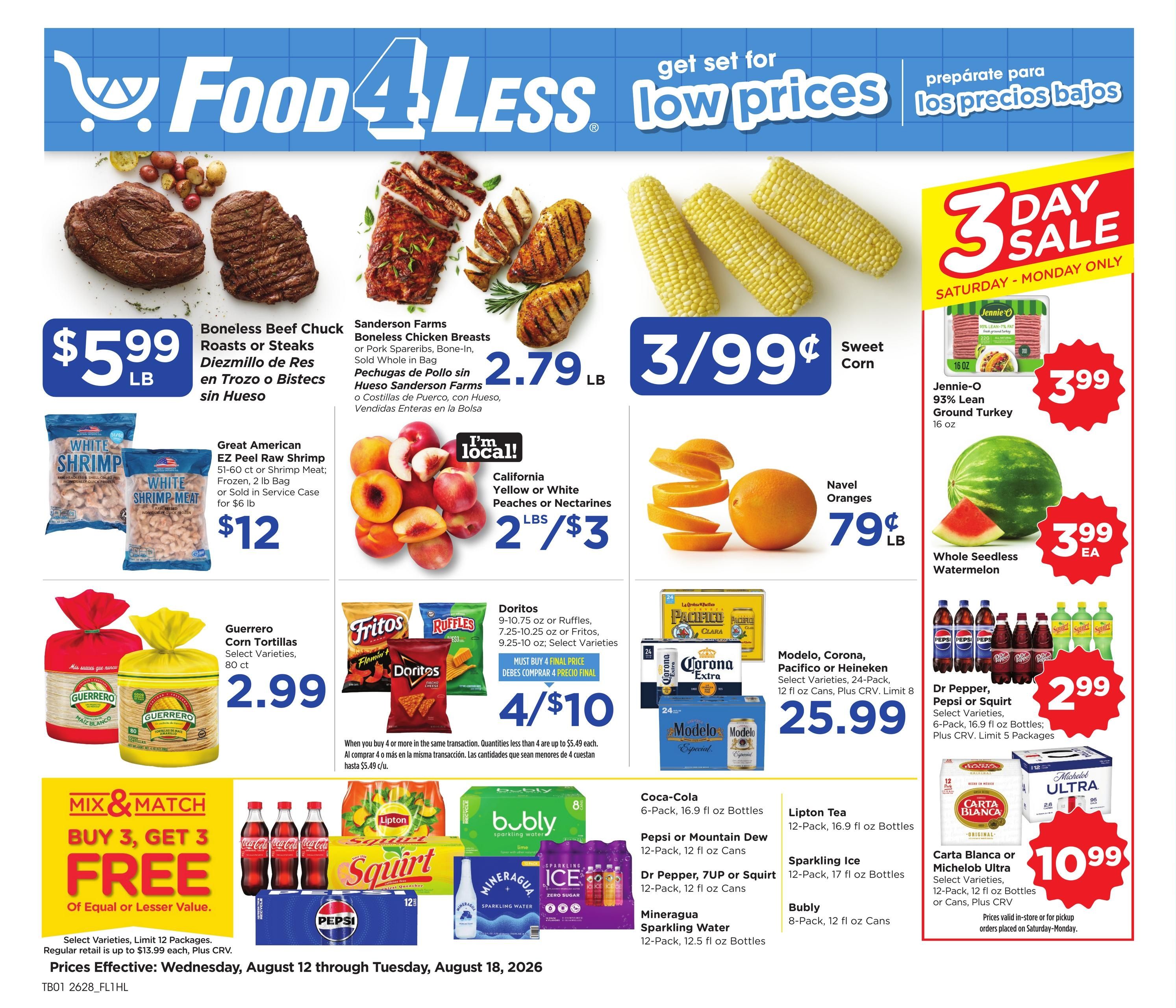 Food 4 Less (CA) California Weekly Ad August 12 - 18, 2026