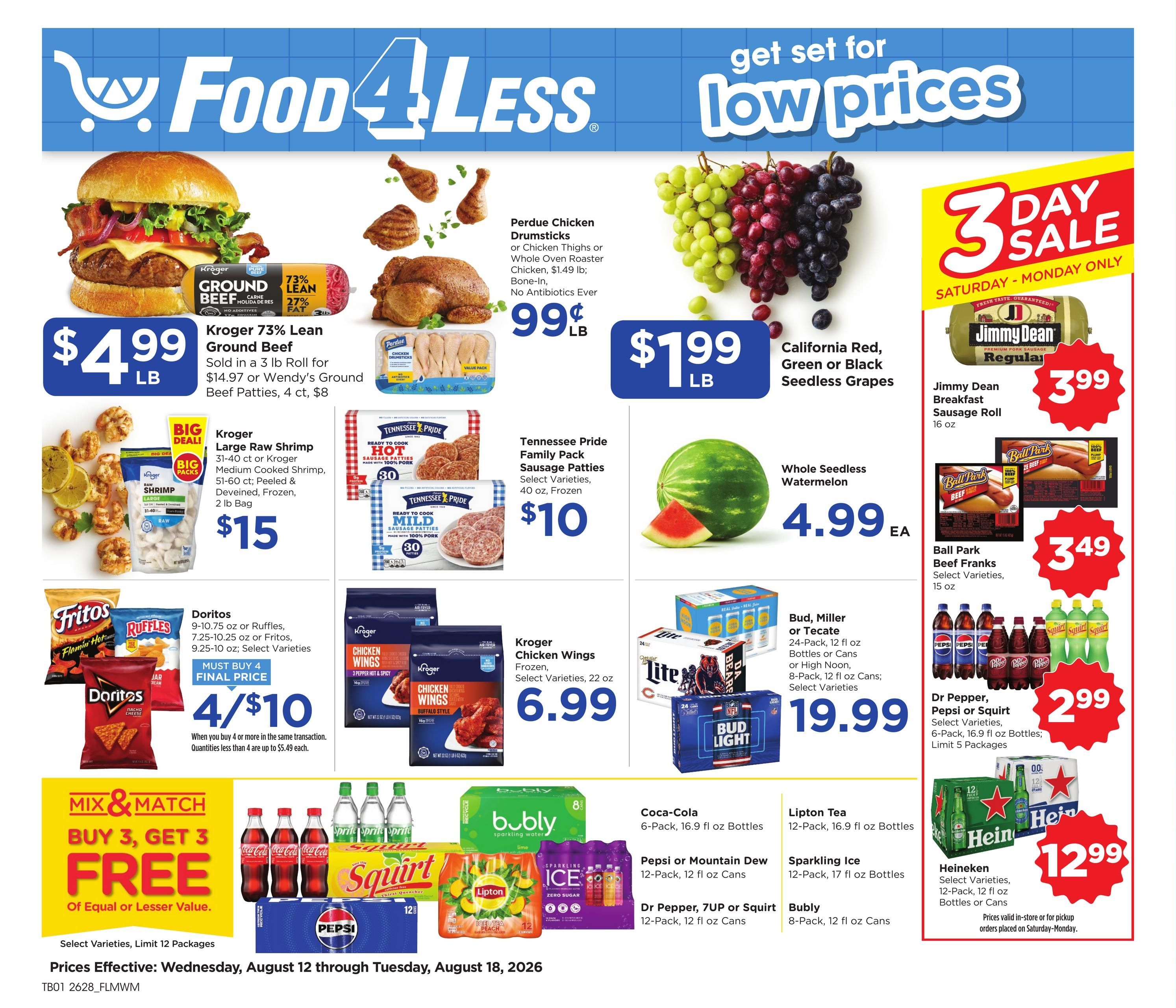 Food 4 Less (Chicago–Naperville Area, IL) Chicago Weekly Ad August 12 - 18, 2026