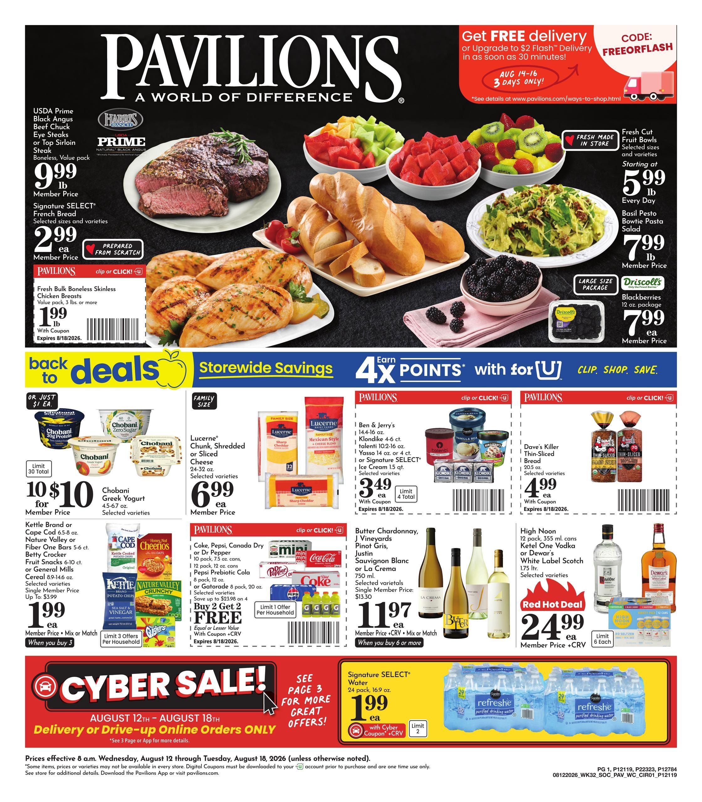 Pavilions (San Diego–Chula Vista Area, CA) Weekly Ad August 12 - 18, 2026