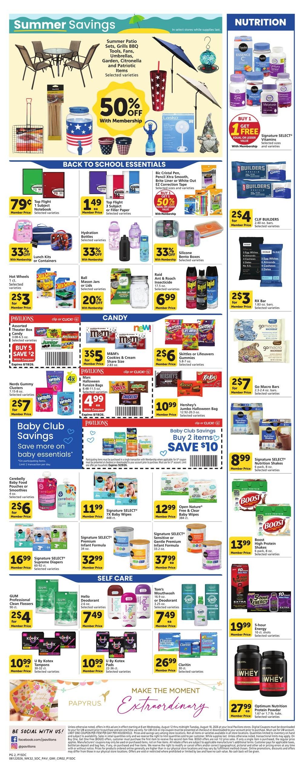 Pavilions (San Diego–Chula Vista Area, CA) Weekly Ad August 12 - 18, 2026