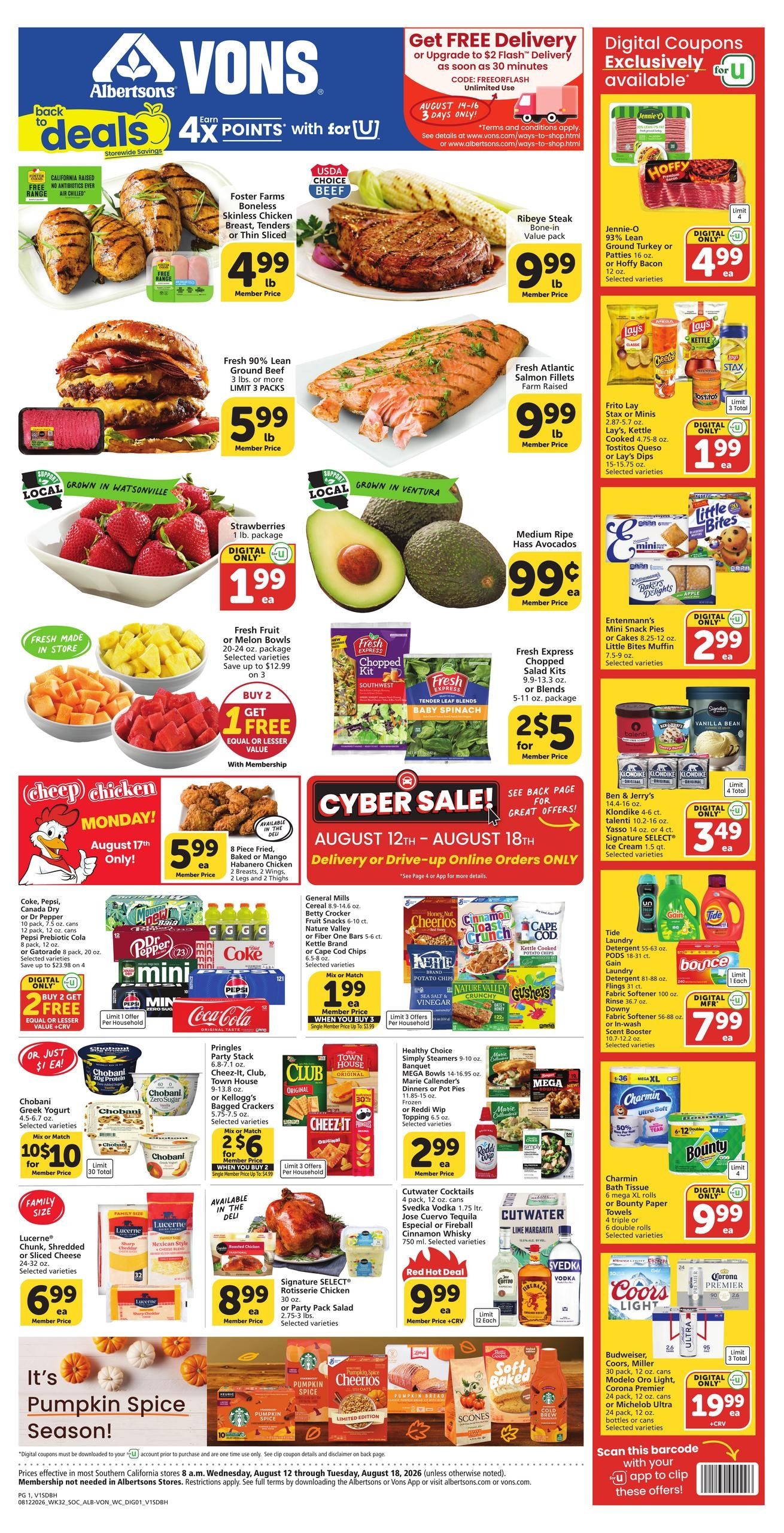 Vons (San Diego Area, CA) Weekly Ad August 12 - 18, 2026