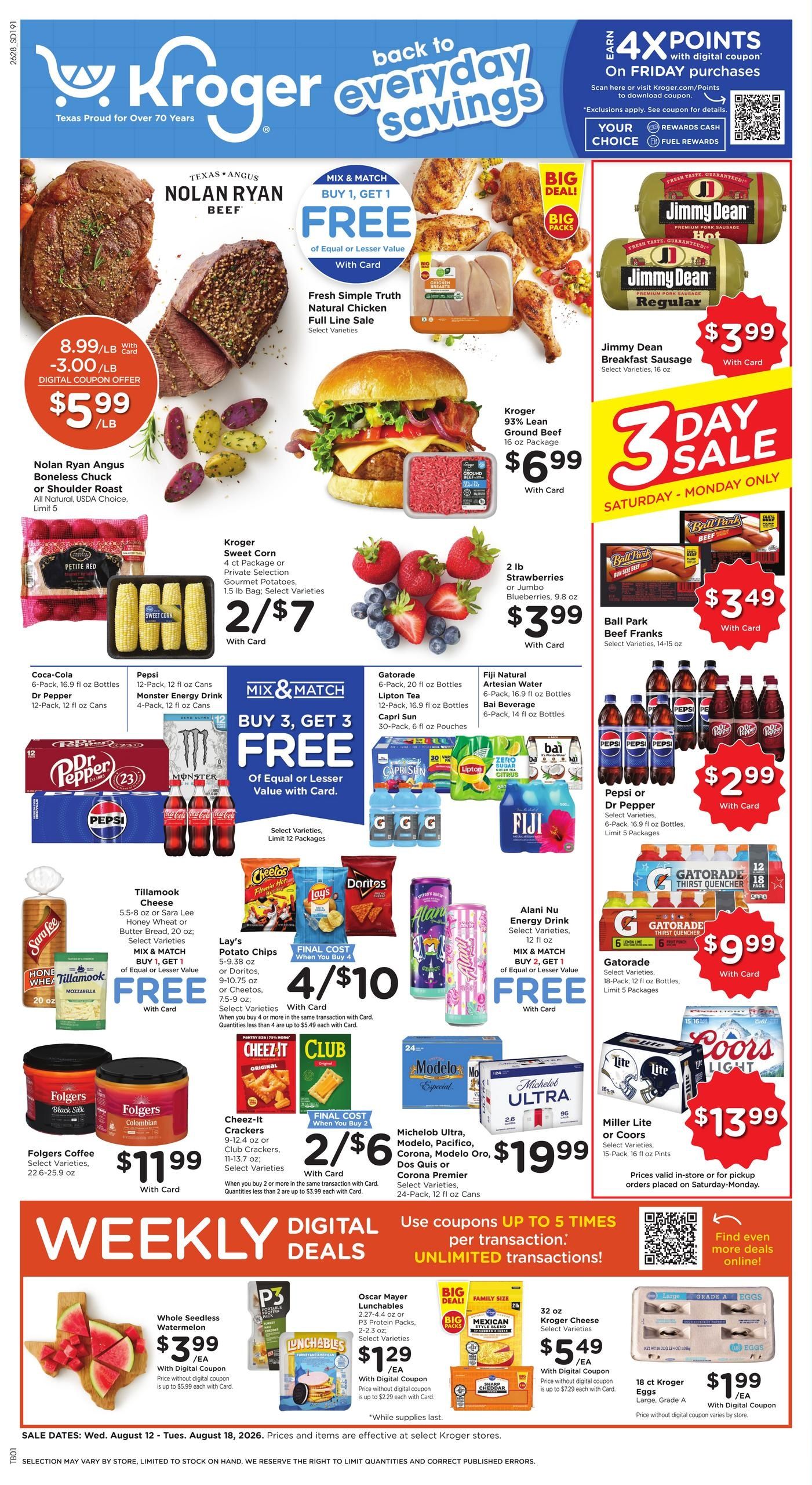 Kroger (Fort Worth–Dallas Area, TX) Weekly Ad August 12 - 18, 2026